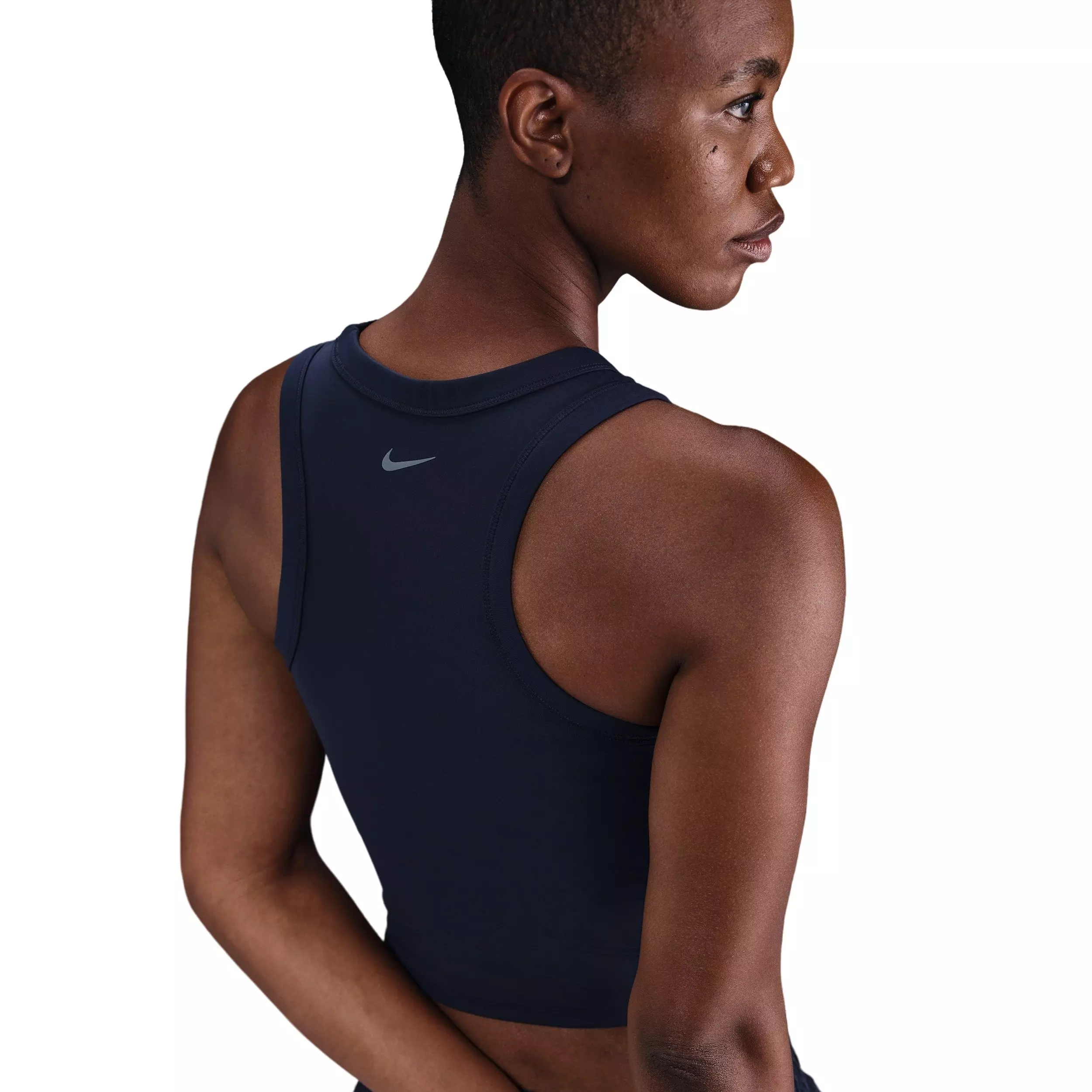 Nike One Women's Fitted Dri-FIT Cropped Tank Top -Navy - NAVY