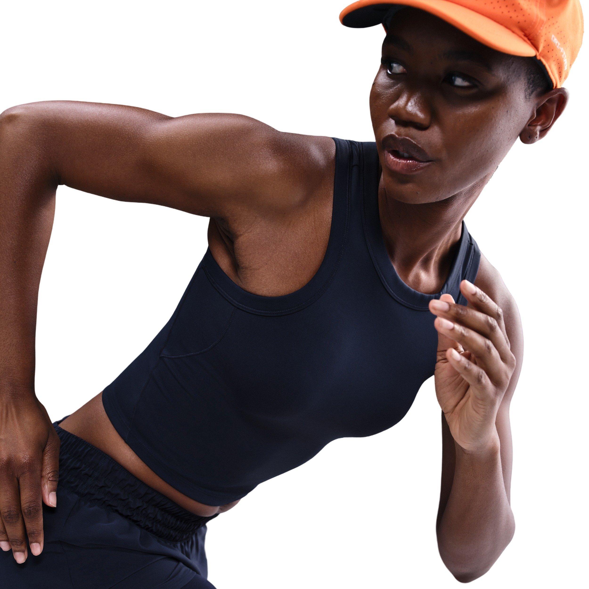 Nike One Women's Fitted Dri-FIT Cropped Tank Top -Navy - NAVY Thumbnail View 3