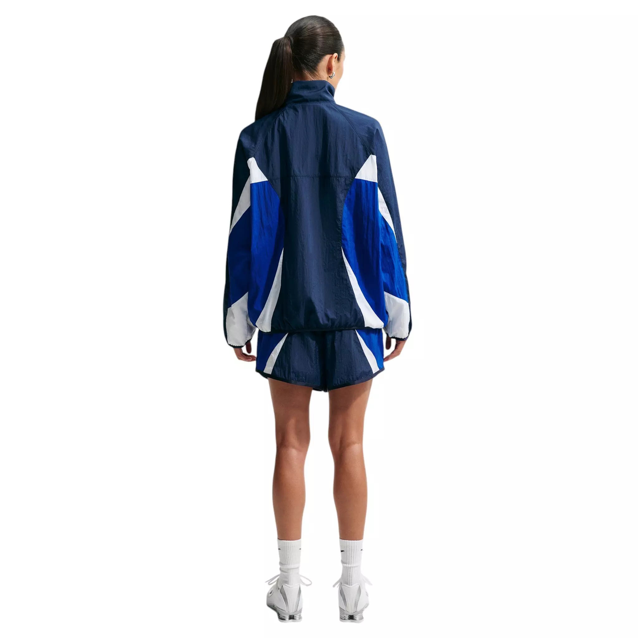Nike Women's Sportswear Loose Mid-Rise Track Shorts - Navy/White - NAVY/WHITE