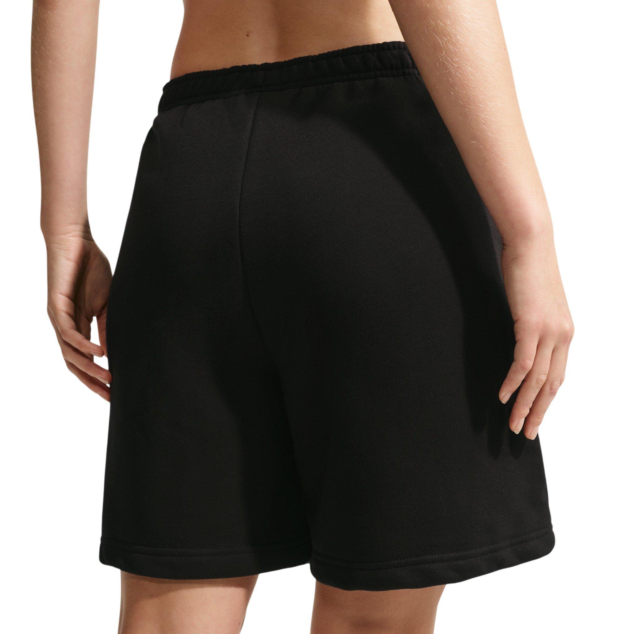 Nike Women's Studio Fleece Medium Weight Oversized High-Rise Shorts - Black/Off-White - BLACK/OFF-WHITE