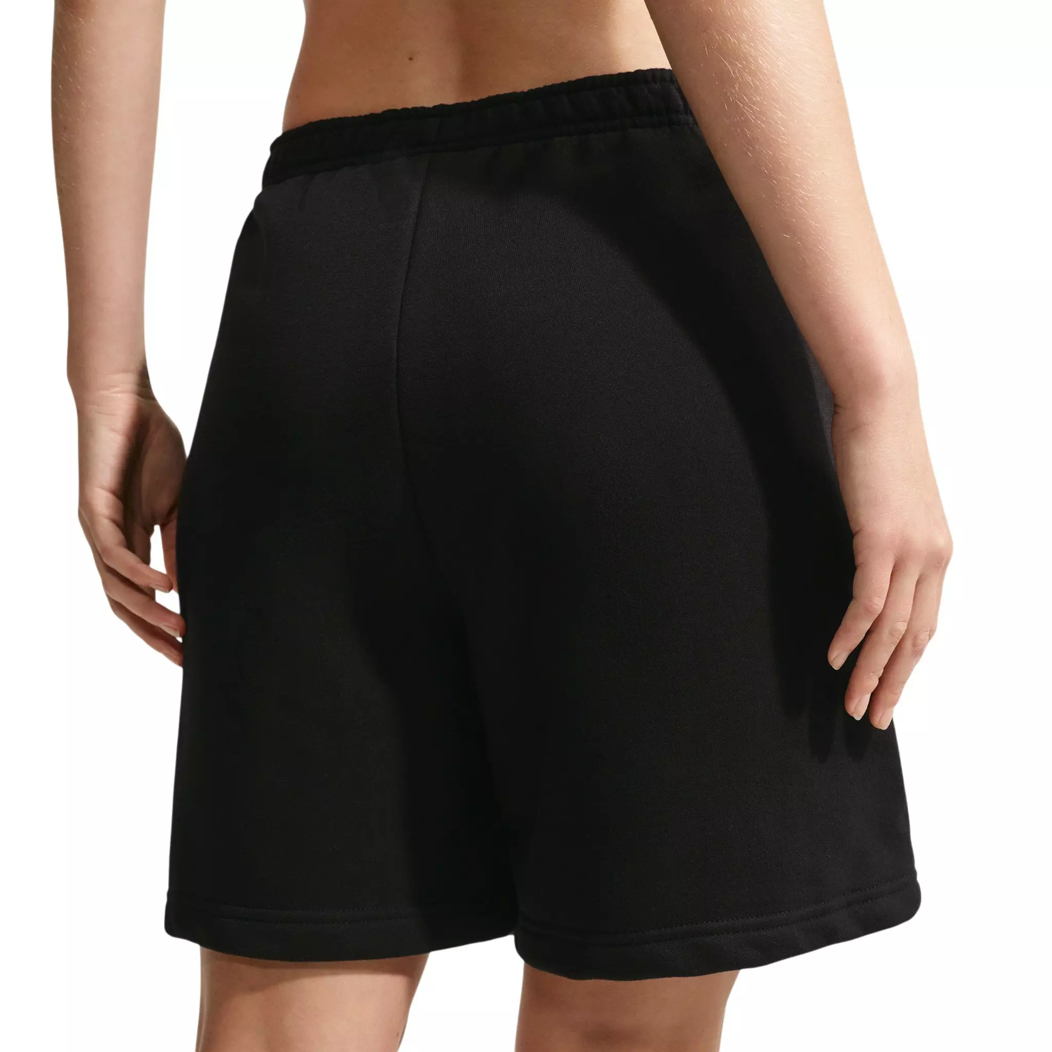 Nike Women's Studio Fleece Medium Weight Oversized High-Rise Shorts - Black/Off-White - BLACK/OFF-WHITE