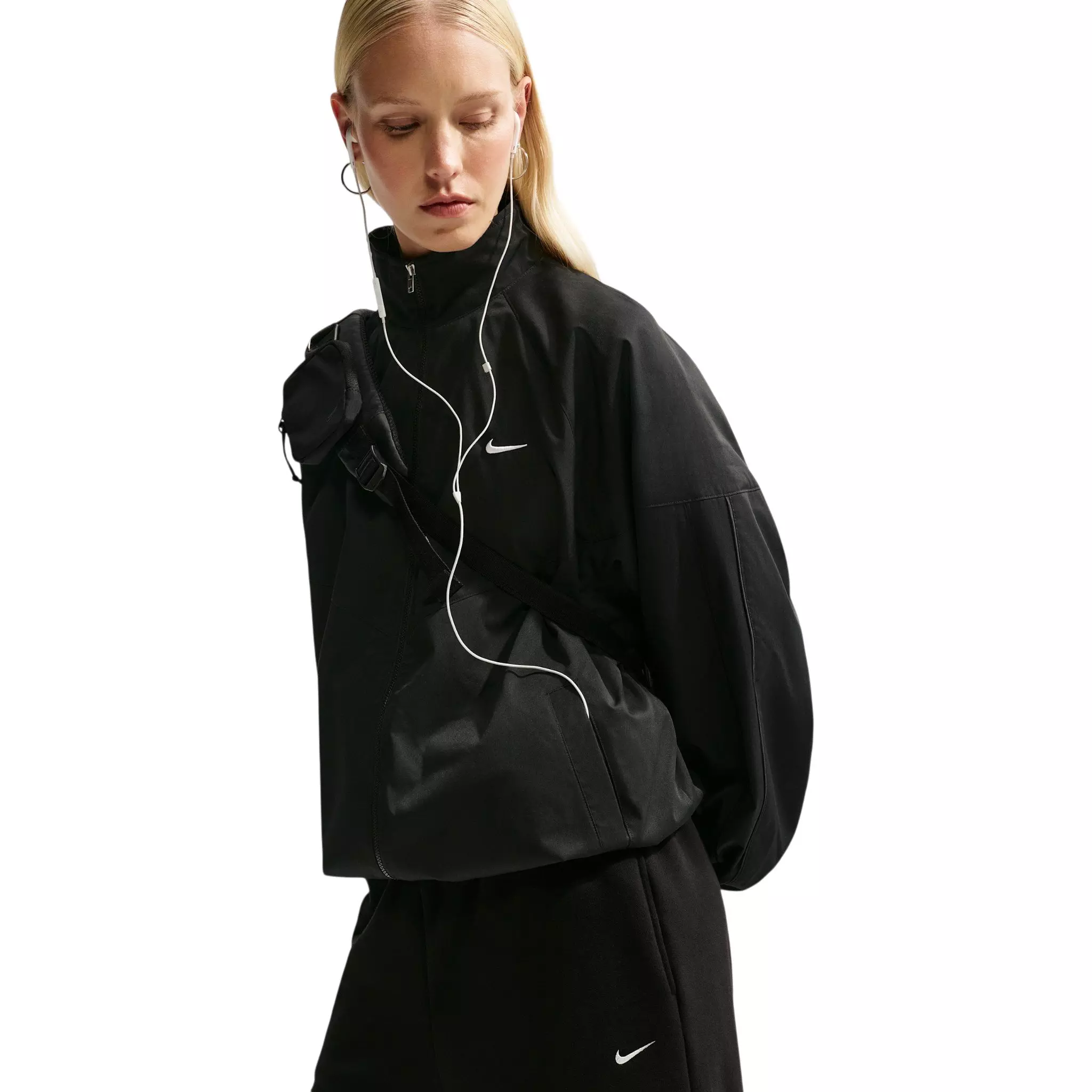 Nike Women's Studio Fleece Medium Weight Oversized High-Rise Shorts - Black/Off-White - BLACK/OFF-WHITE