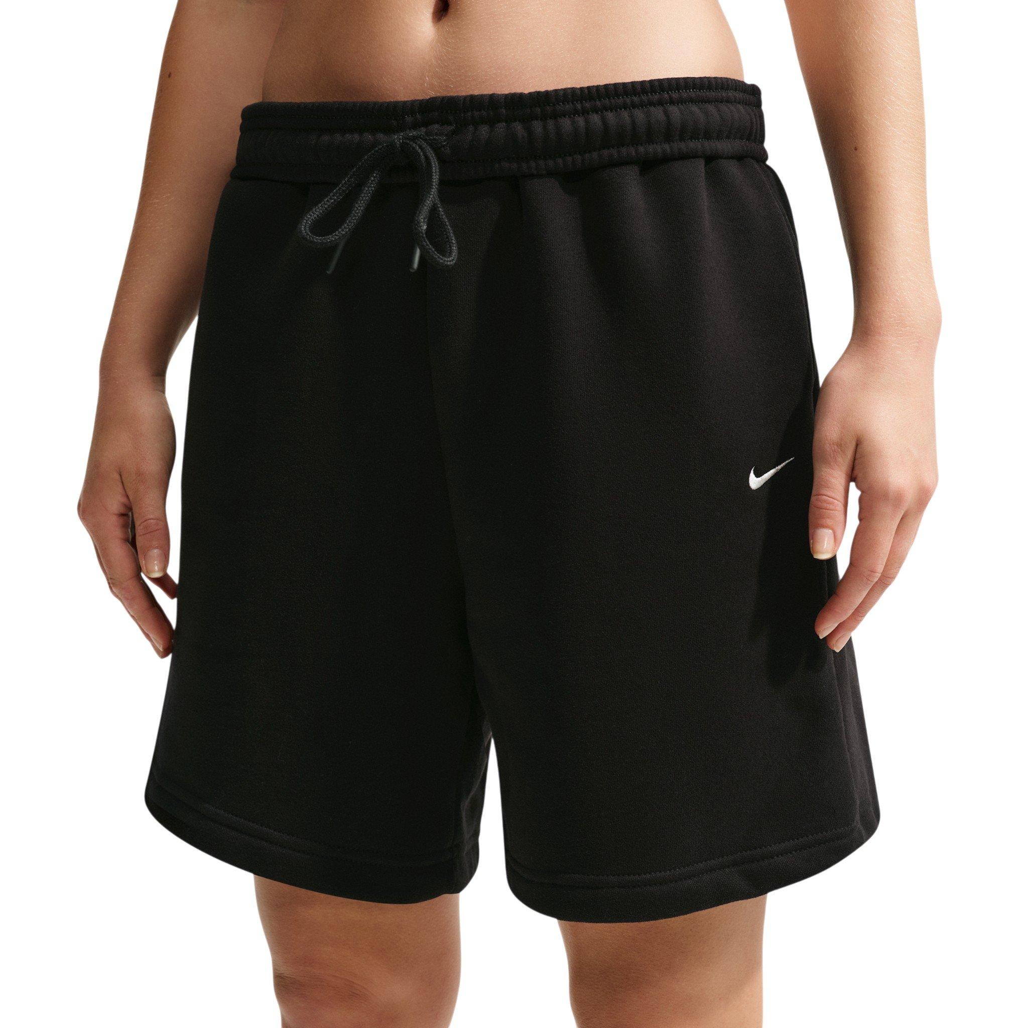 Nike Women's Studio Fleece Medium Weight Oversized High-Rise Shorts - Black/Off-White - BLACK/OFF-WHITE