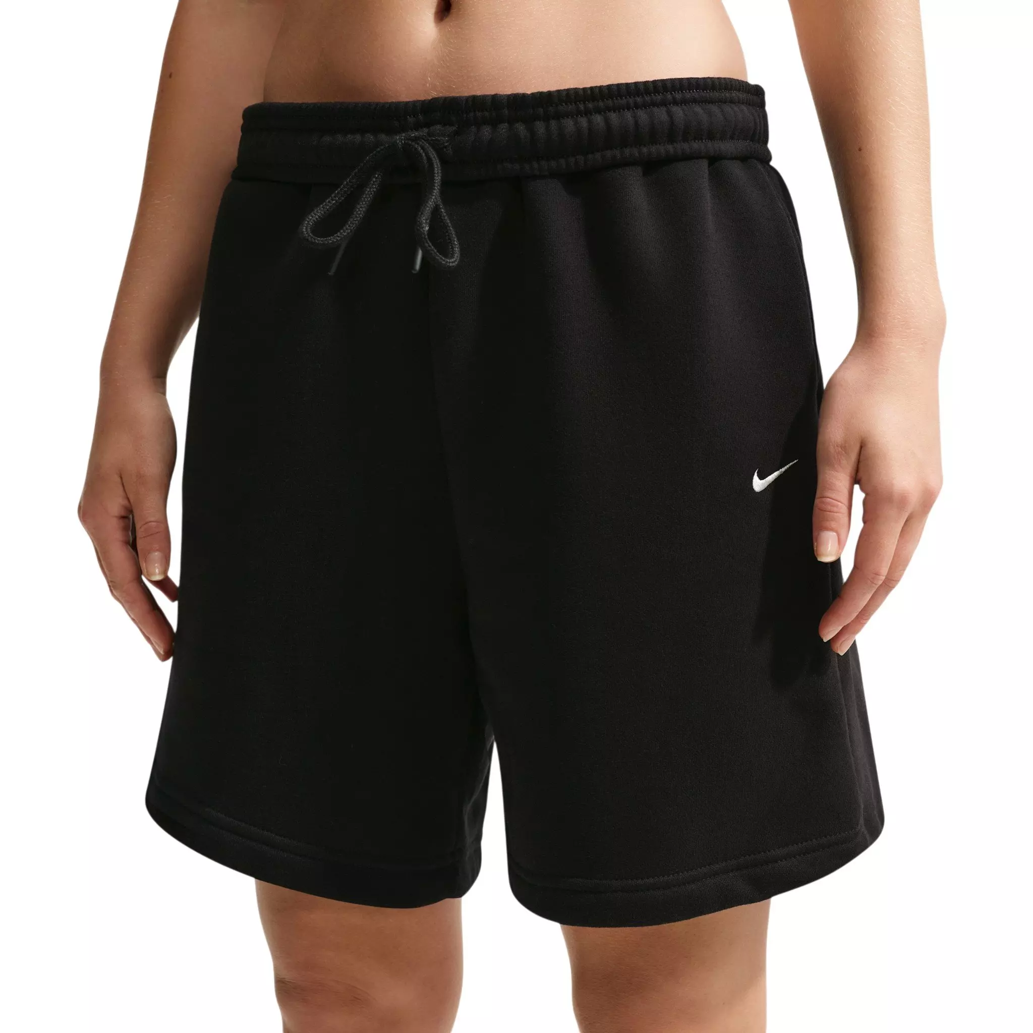 Nike Women's Studio Fleece Medium Weight Oversized High-Rise Shorts - Black/Off-White - BLACK/OFF-WHITE