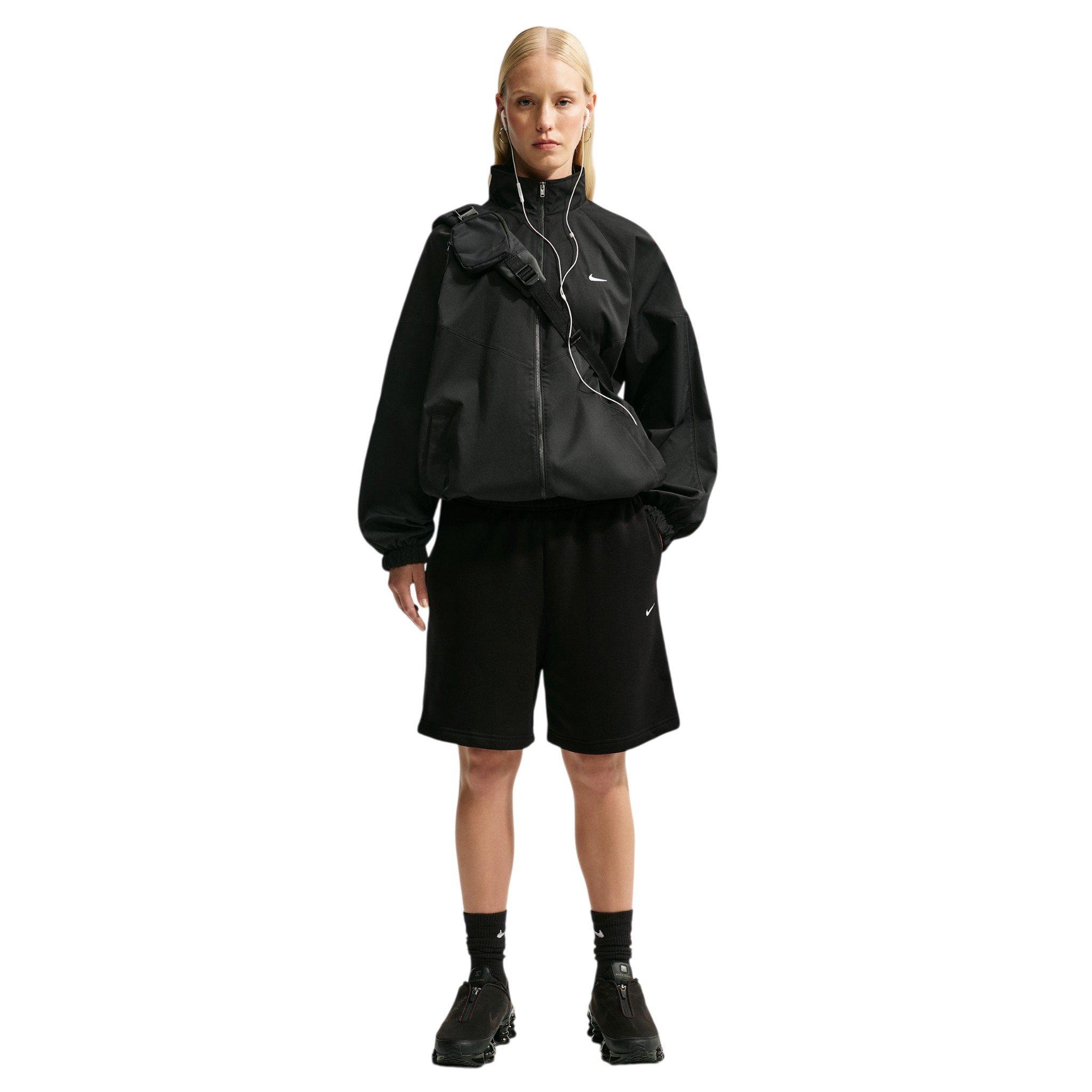 Nike Women's Studio Fleece Medium Weight Oversized High-Rise Shorts - Black/Off-White - BLACK/OFF-WHITE