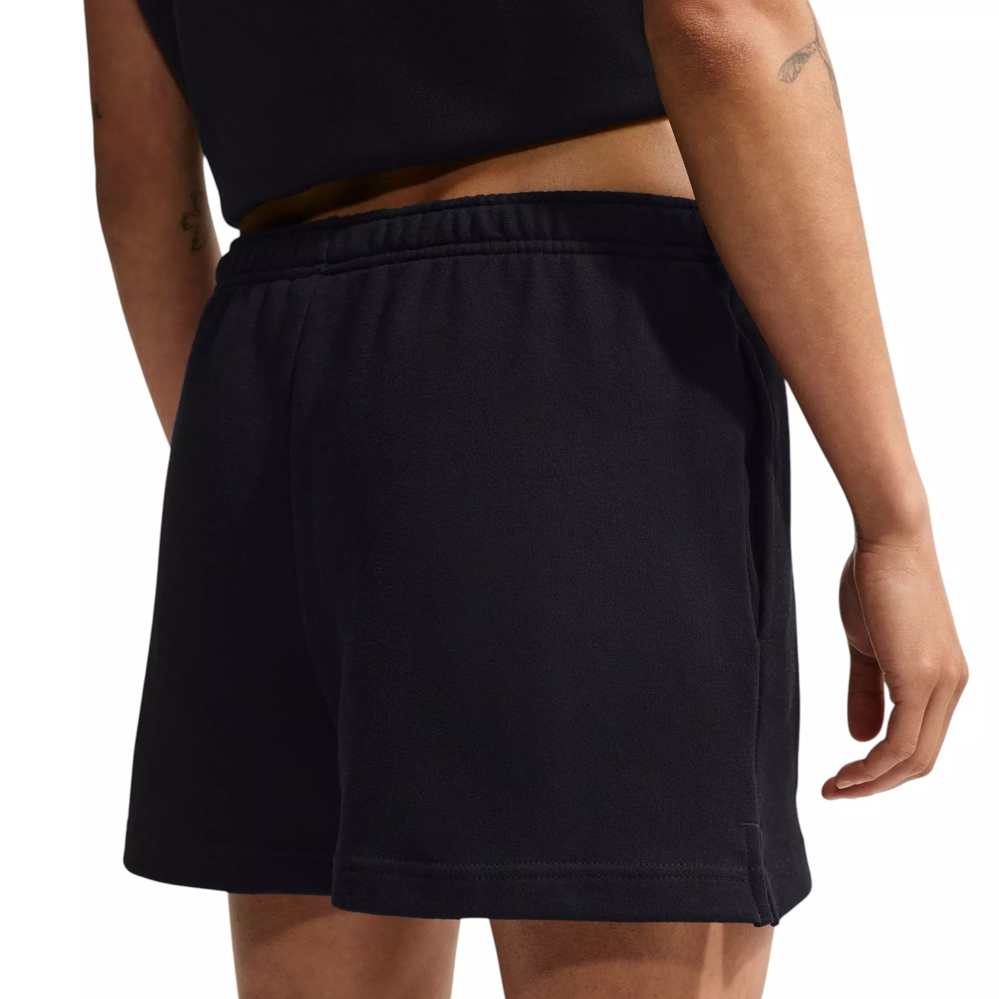 Nike Women's Studio Fleece Lightweight Mid-Rise Shorts - Black/Off-White - BLACK/OFF-WHITE