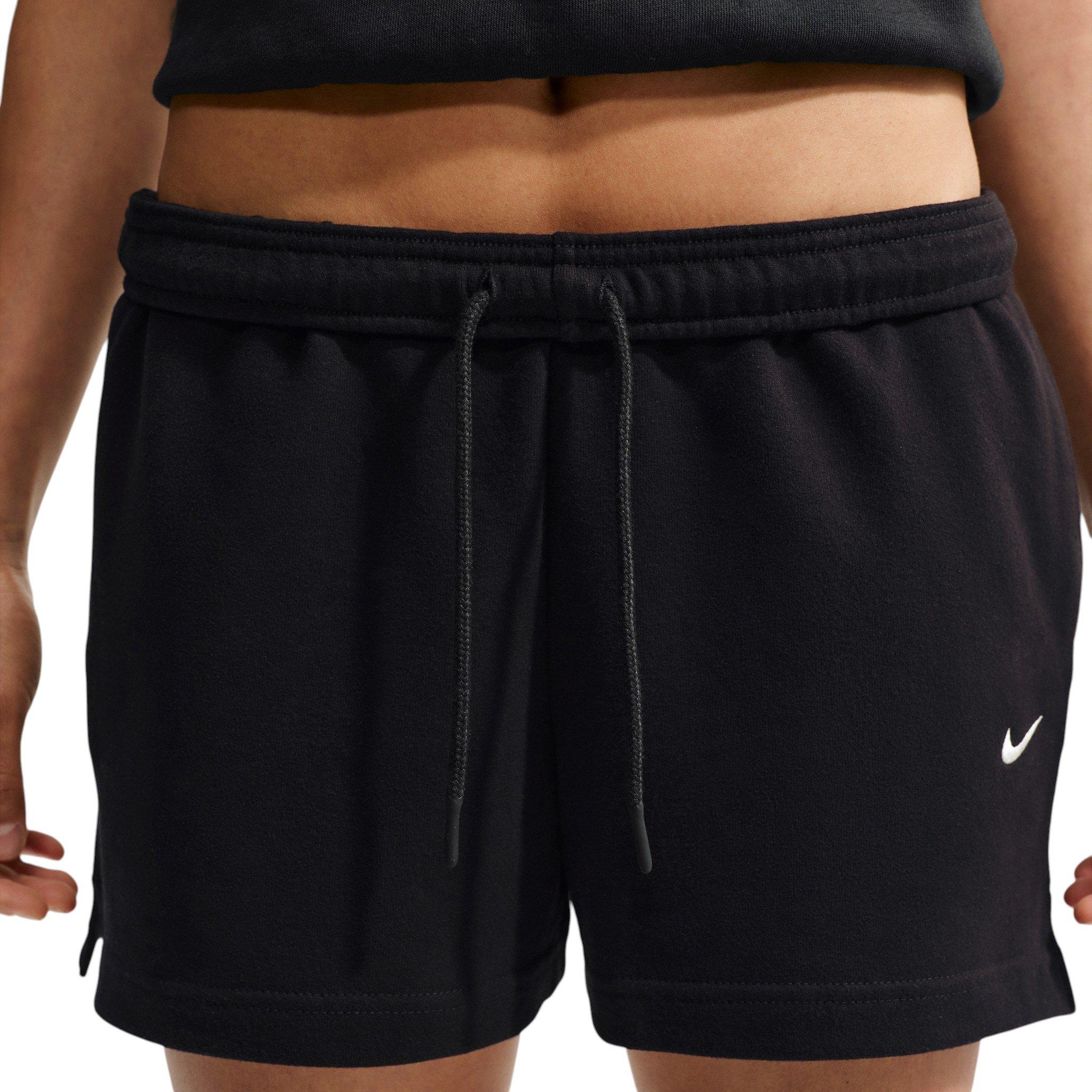 Nike Women's Studio Fleece Lightweight Mid-Rise Shorts - Black/Off-White - BLACK/OFF-WHITE