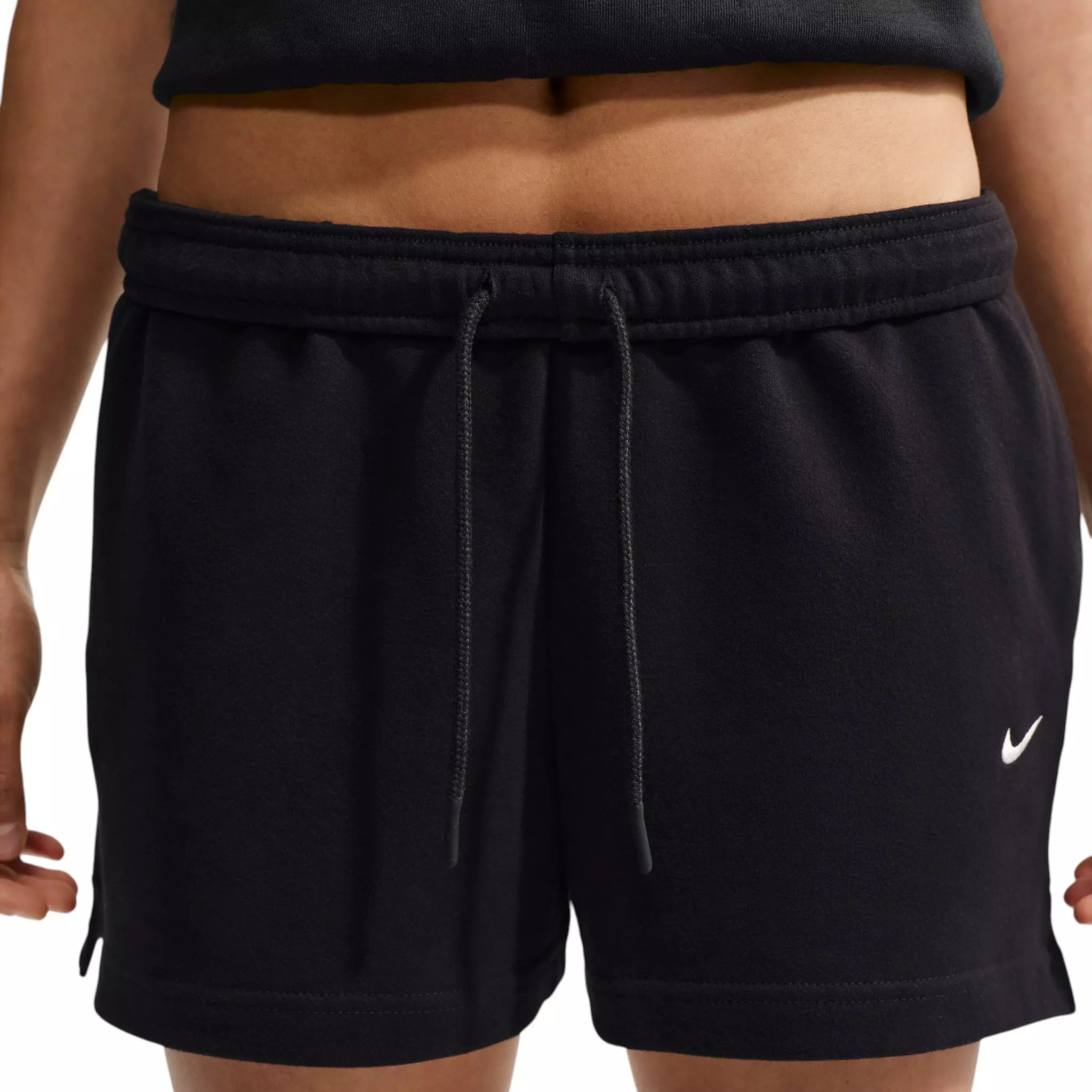 Nike Women's Studio Fleece Lightweight Mid-Rise Shorts - Black/Off-White - BLACK/OFF-WHITE