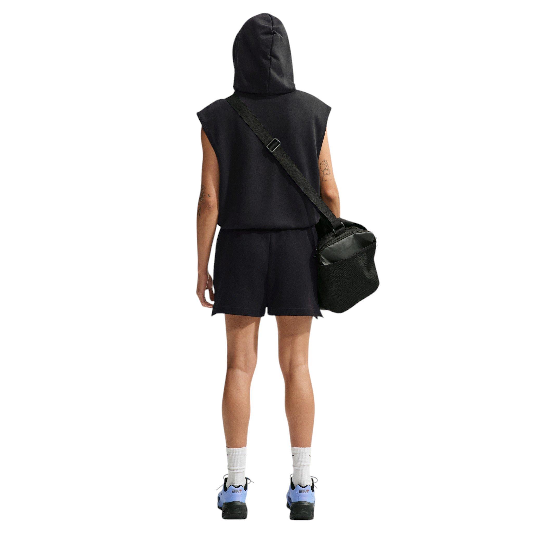 Nike Women's Studio Fleece Lightweight Mid-Rise Shorts - Black/Off-White - BLACK/OFF-WHITE