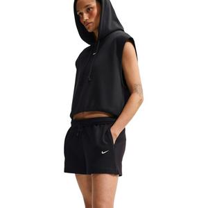 Nike Women's Studio Fleece Lightweight Mid-Rise Shorts - Black/Off-White - BLACK/OFF-WHITE