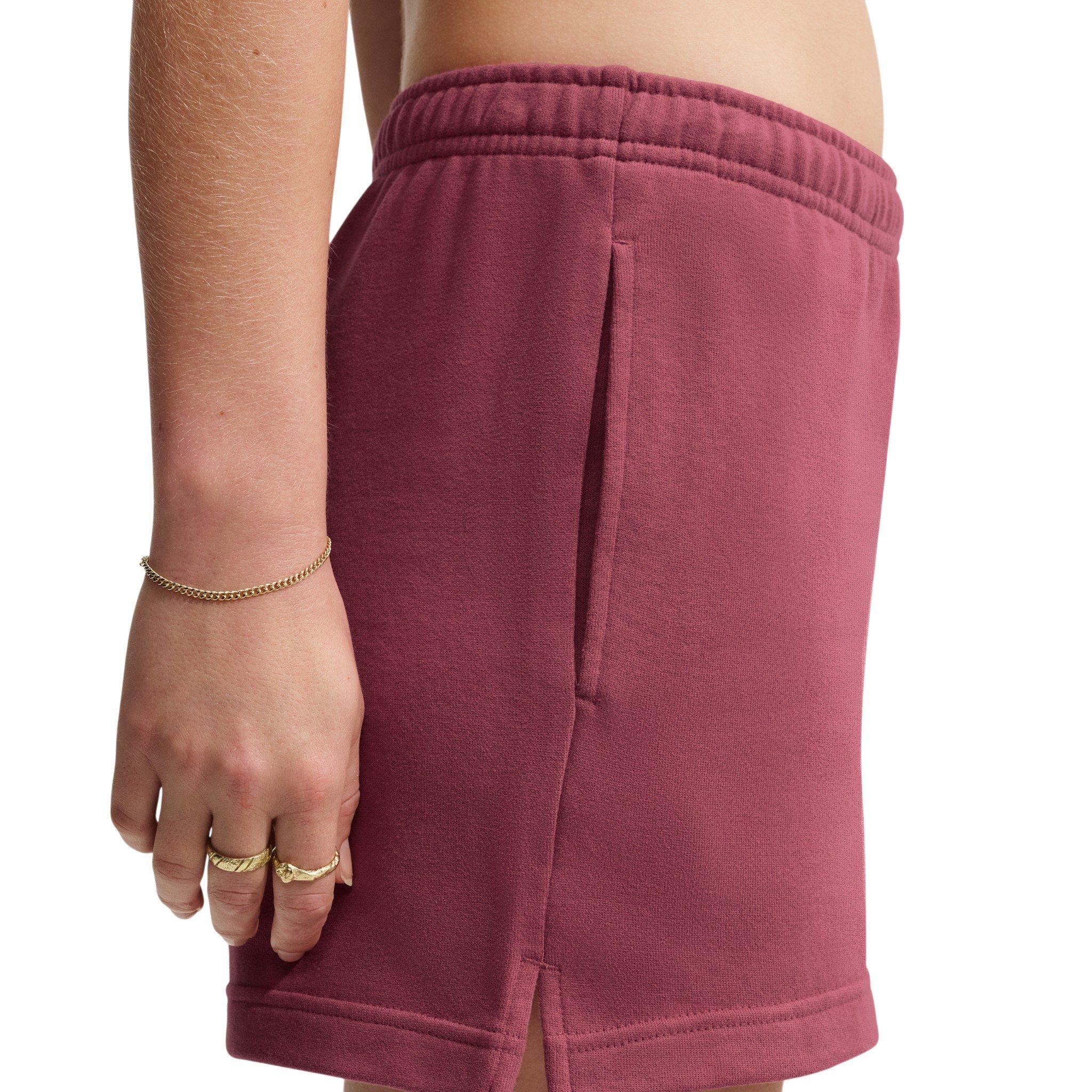 Nike Women's Studio Fleece Lightweight Mid-Rise Shorts - Dark Pink - DARK PINK