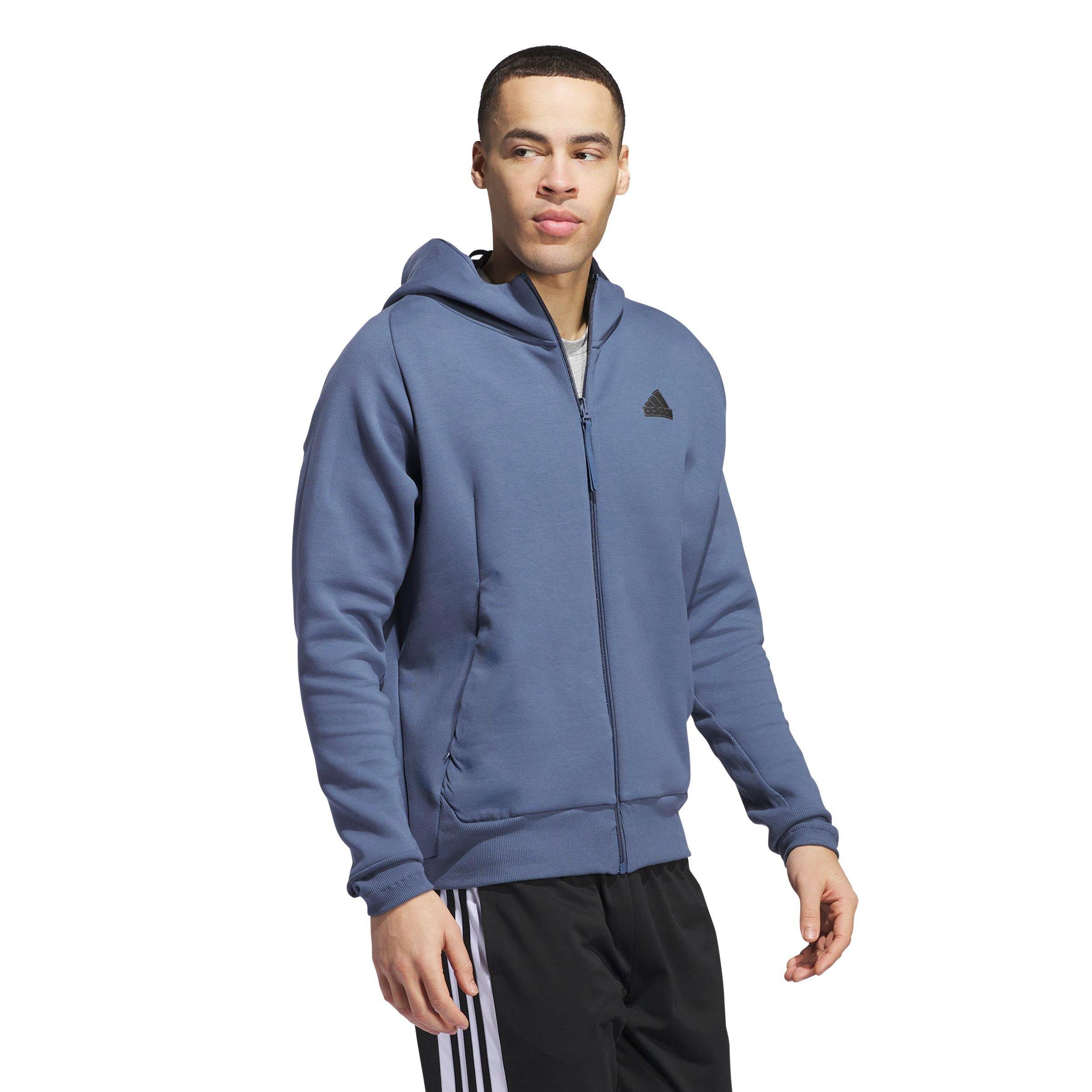 adidas Men's Z.N.E. Premium Full-Zip Hooded Track Top - Blue - BLUE Thumbnail View 3