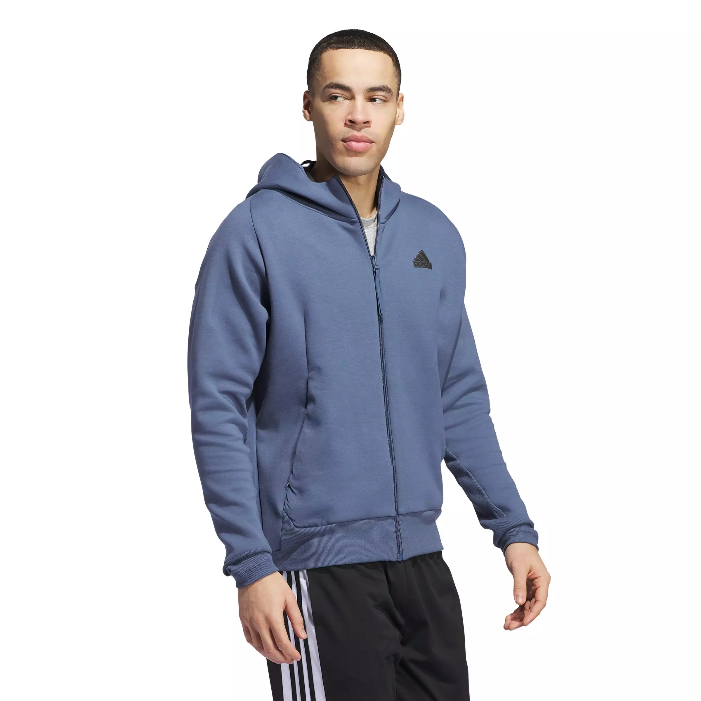 adidas Men's Z.N.E. Premium Full-Zip Hooded Track Top - Blue - BLUE