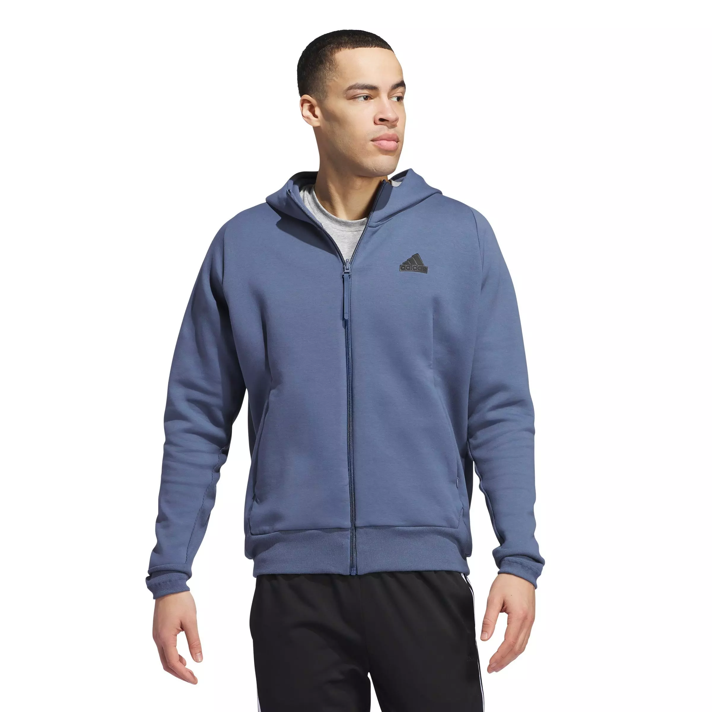 adidas Men's Z.N.E. Premium Full-Zip Hooded Track Top - Blue - BLUE