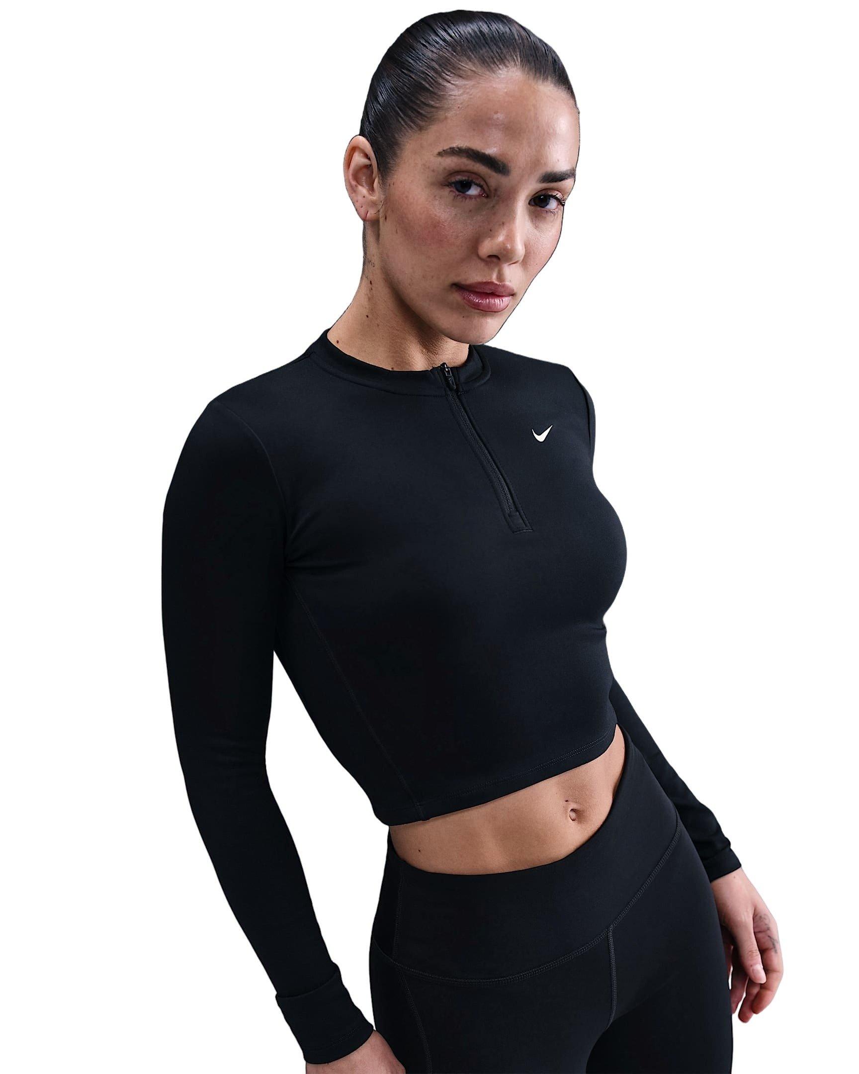 Nike Women's One Dri-FIT 1/2-Zip Mid Layer -Black - BLACK Thumbnail View 1