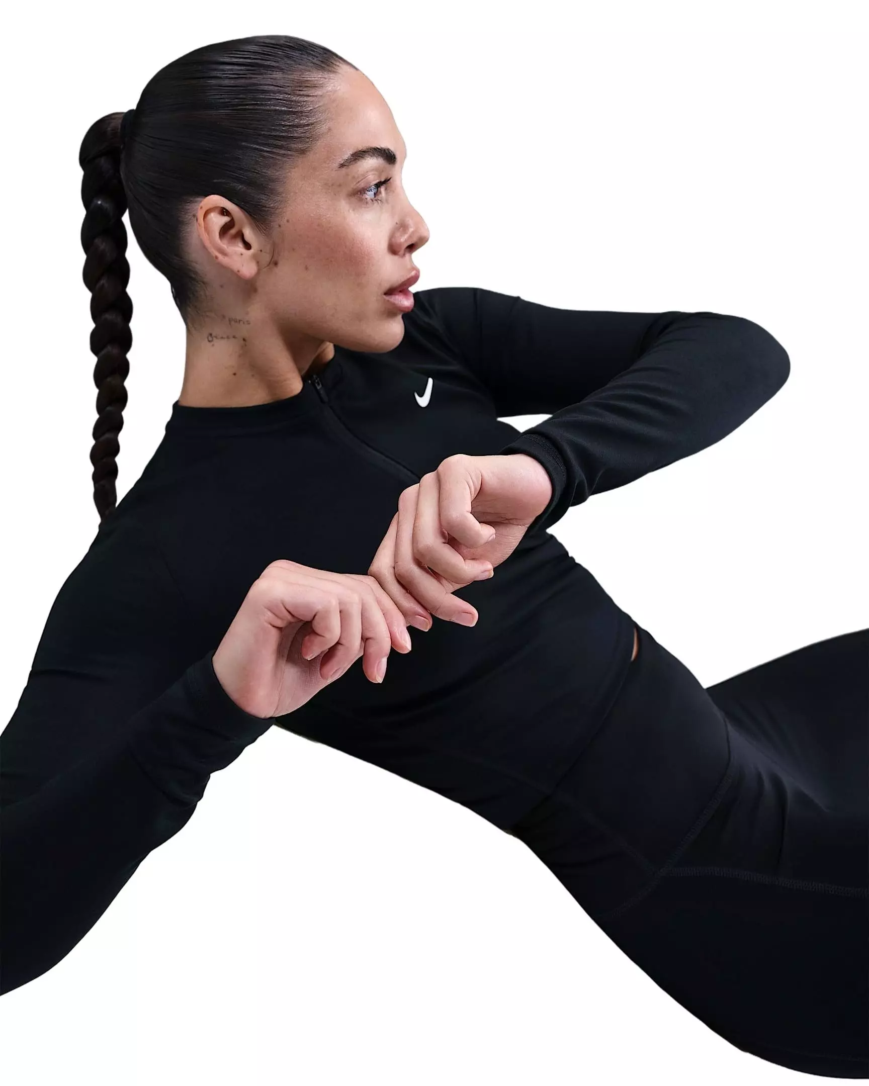 Nike Women's One Dri-FIT 1/2-Zip Mid Layer - Black - BLACK