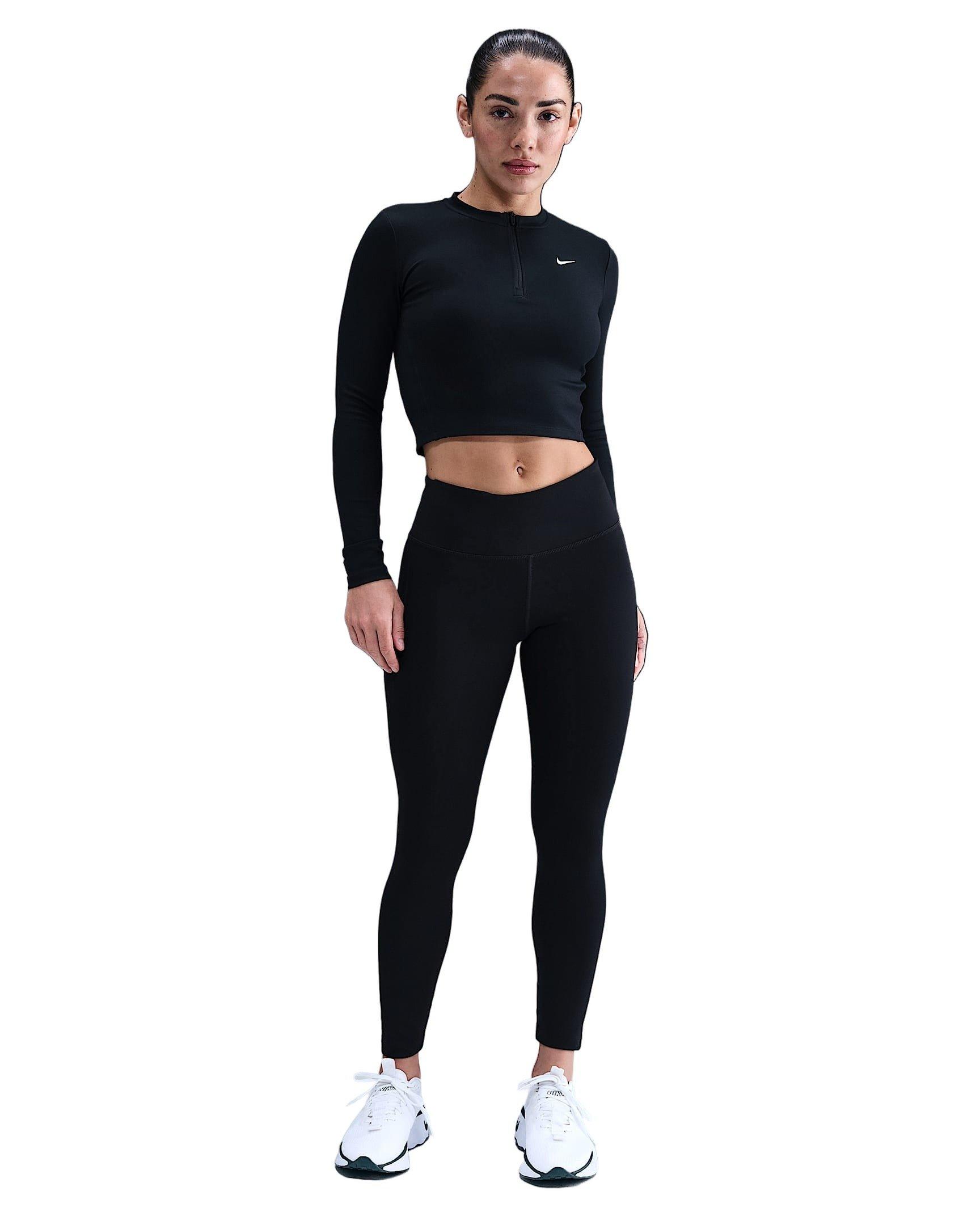 Nike Women's One Dri-FIT 1/2-Zip Mid Layer - Black - BLACK Thumbnail View 4