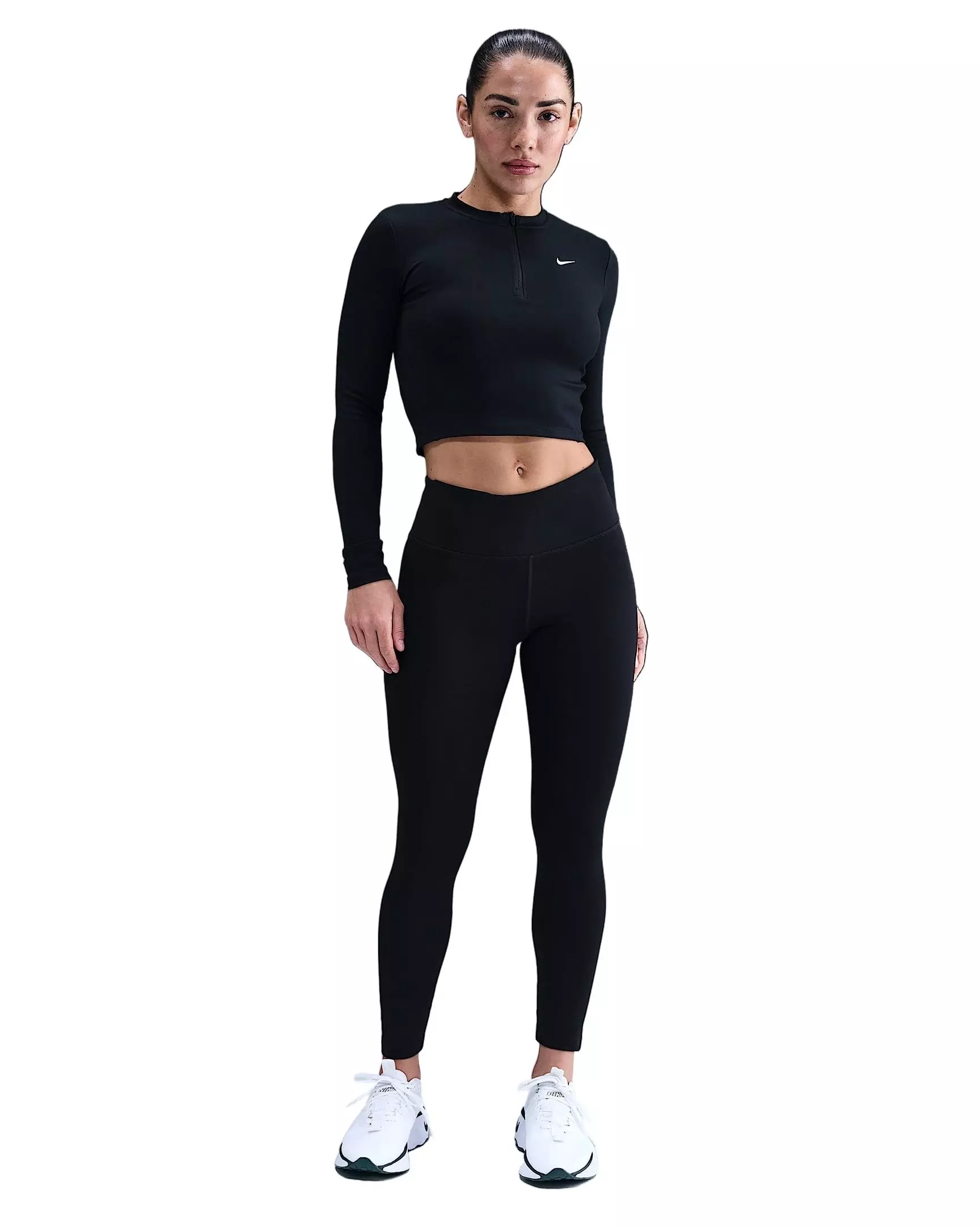 Nike Women's One Dri-FIT 1/2-Zip Mid Layer - Black - BLACK