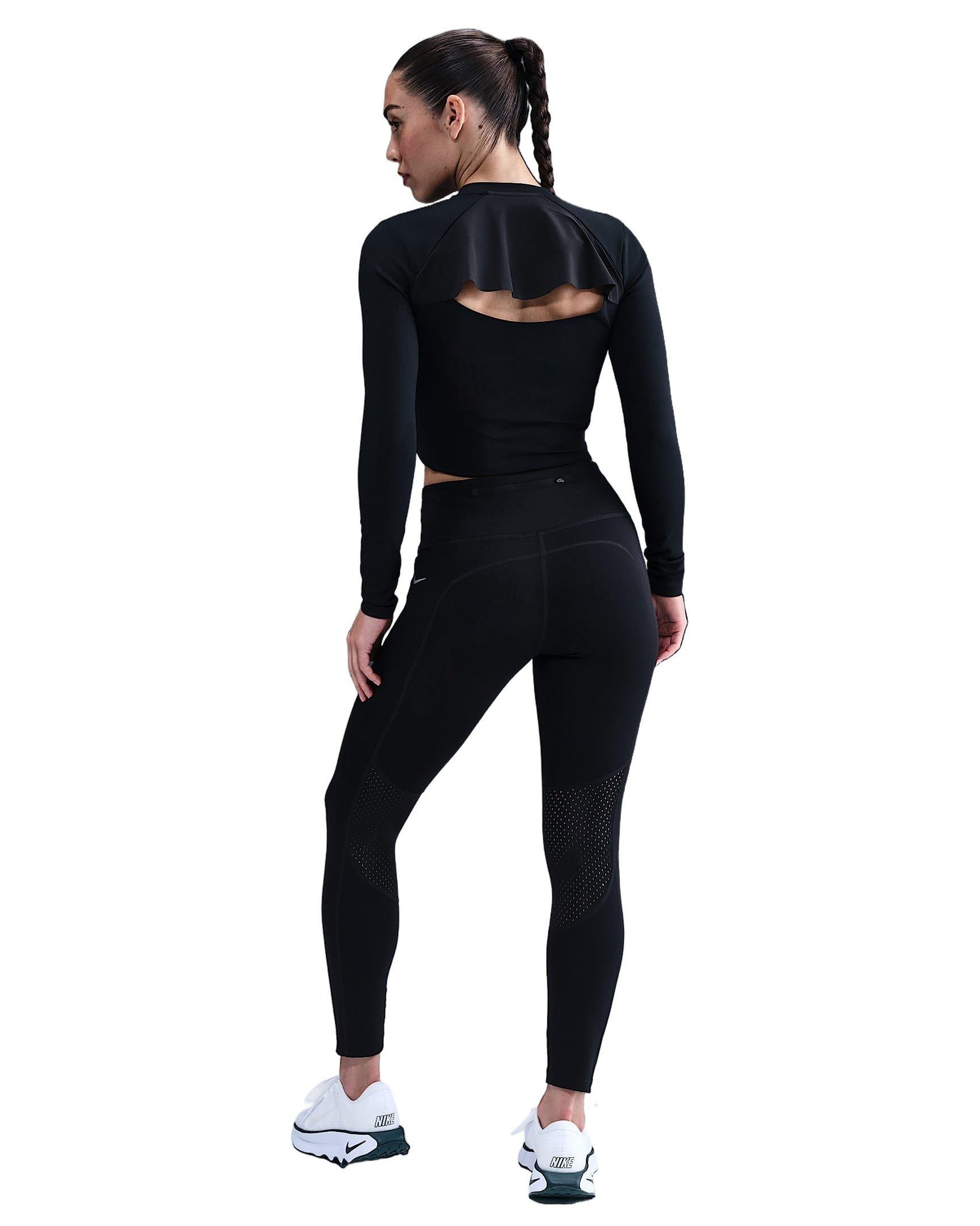 Nike Women's One Dri-FIT 1/2-Zip Mid Layer -Black - BLACK Thumbnail View 5