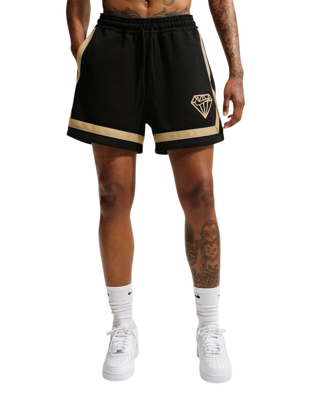 Nike Women's Crossover 5" Fleece Basketball Shorts - Black/Gold - BLACK/GOLD Thumbnail View 3
