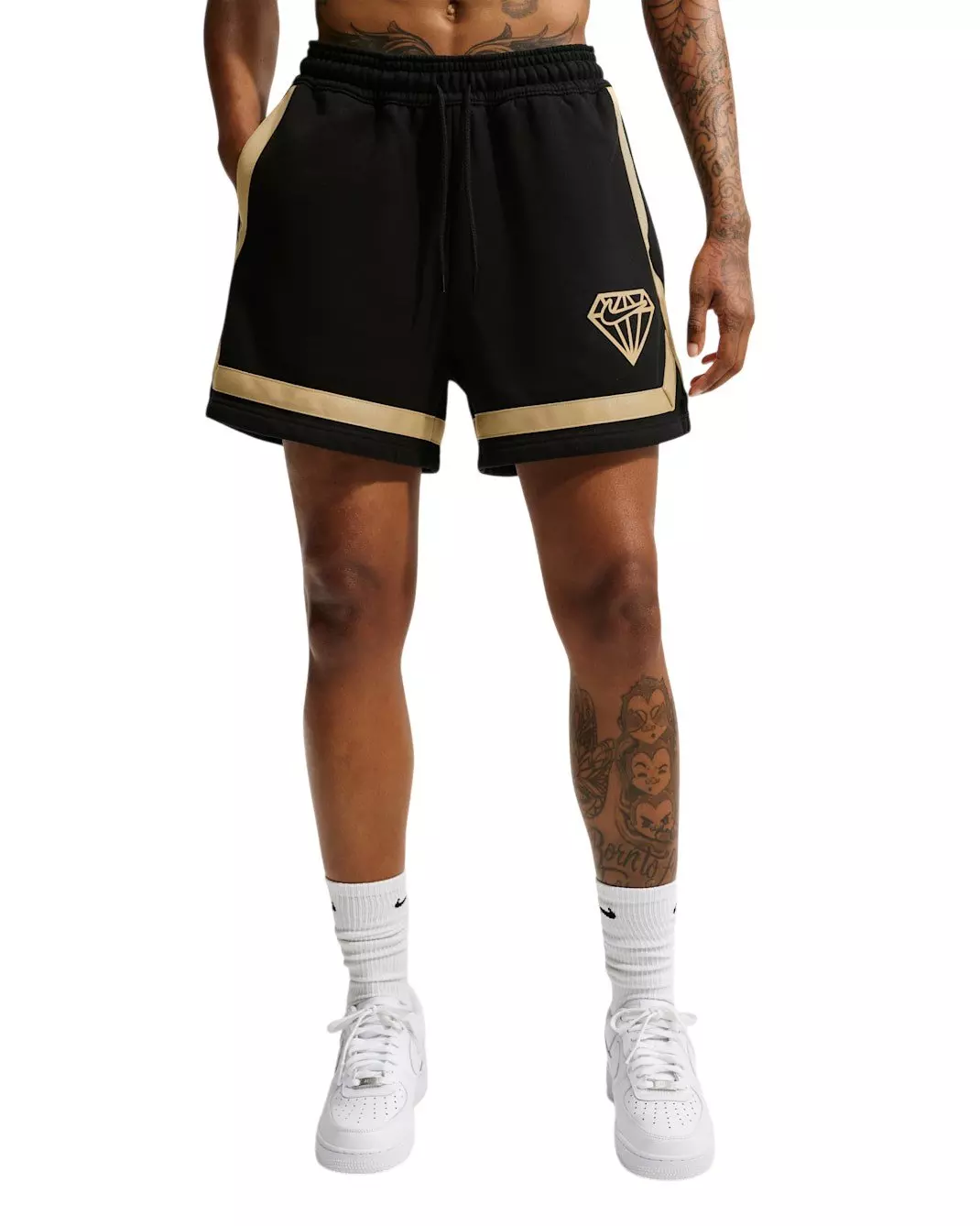 Nike Women's Crossover 5" Fleece Basketball Shorts - Black/Gold - BLACK/GOLD