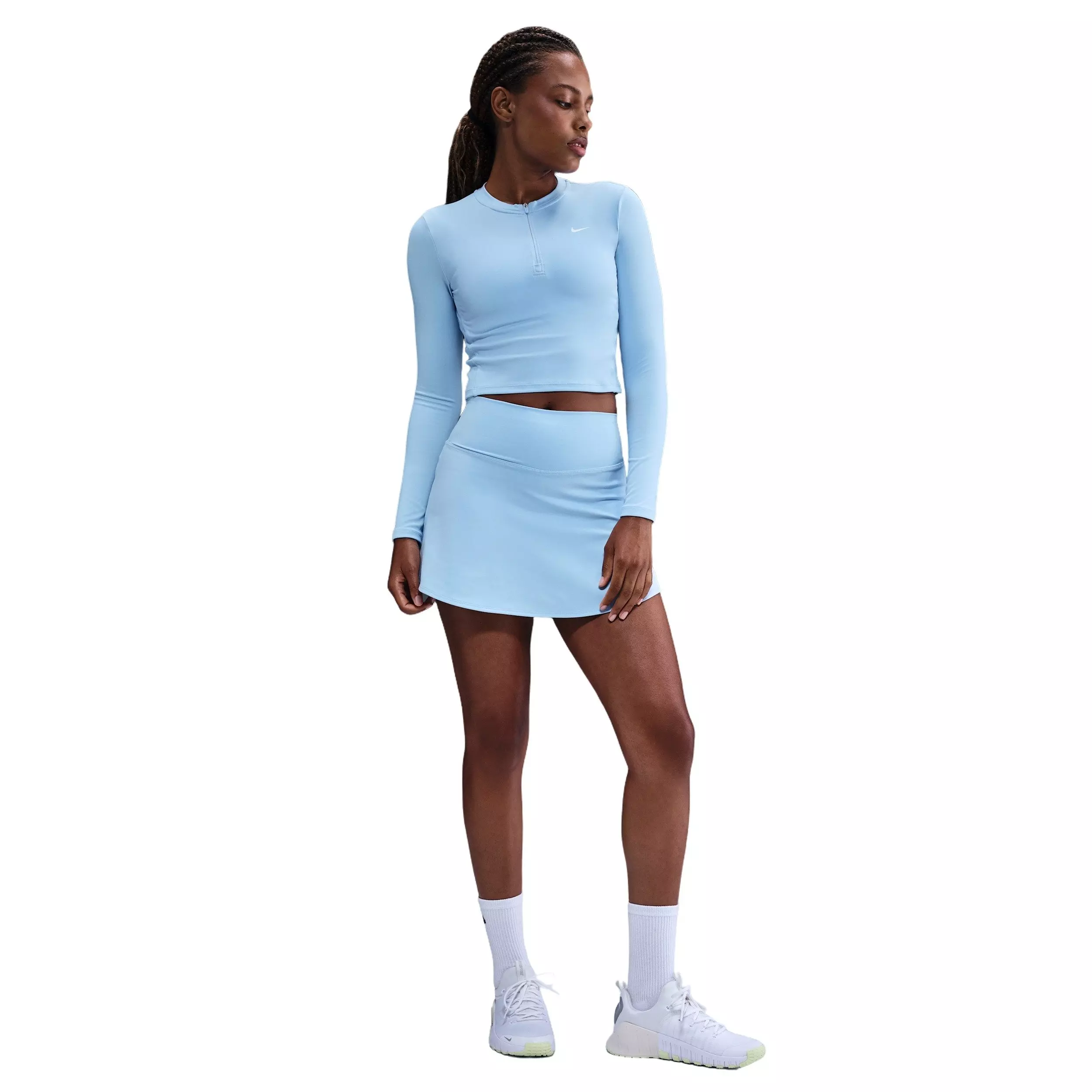 Nike Women's One Dri-FIT 1/2-Zip Mid Layer -Lt Blue - LT BLUE