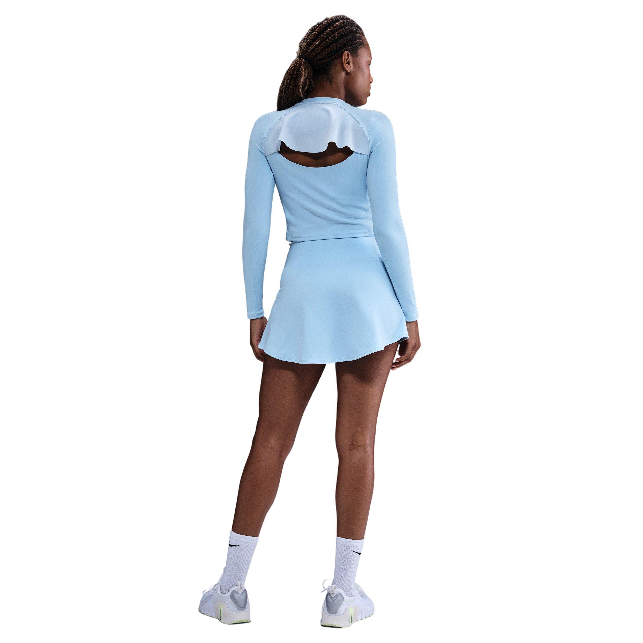 Nike Women's One Dri-FIT 1/2-Zip Mid Layer -Lt Blue - LT BLUE Thumbnail View 5