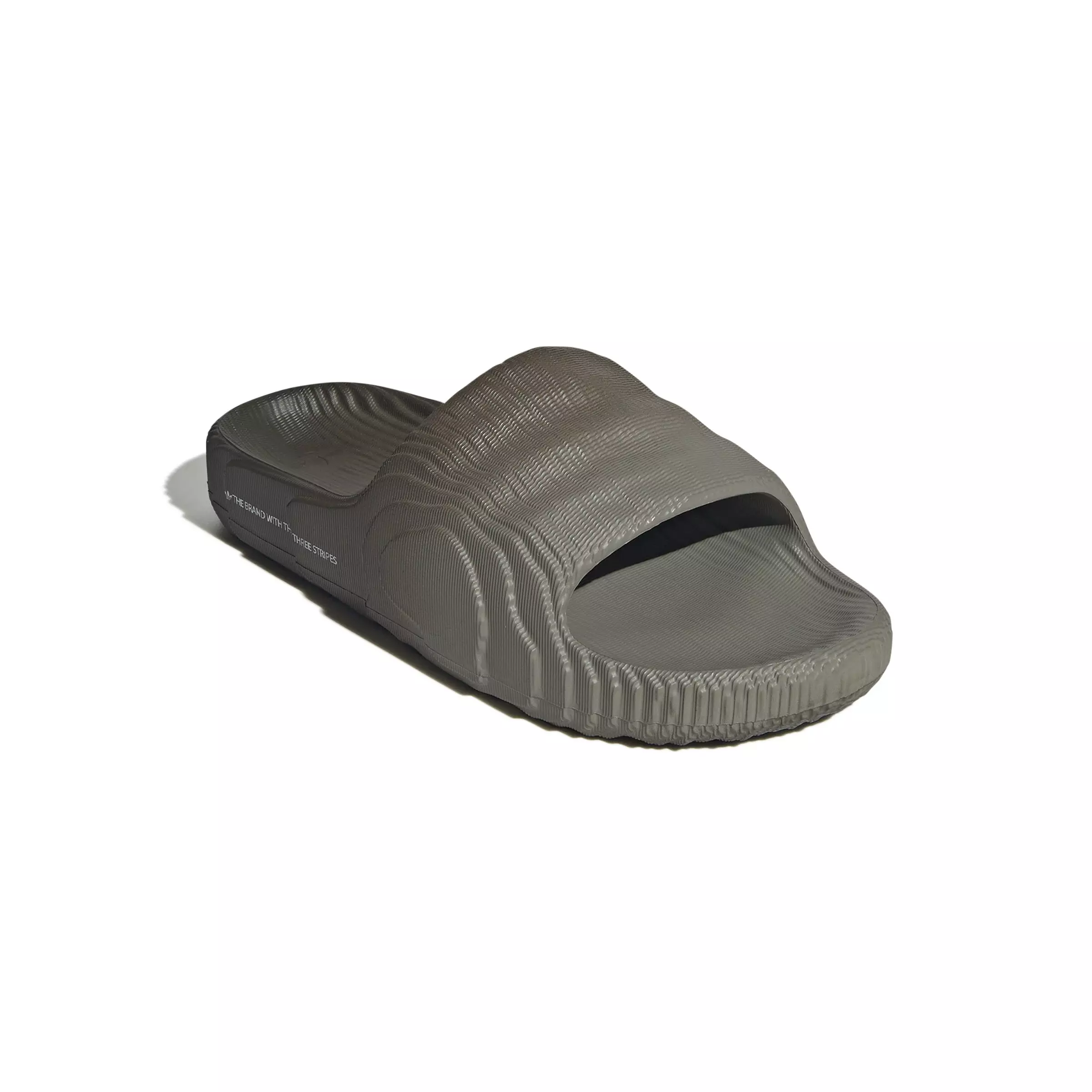 adidas Originals Adilette 22 "Silver Pebble/Shadow Olive/Off White" Men's Slide - SILVER/OLIVE/OFF WHITE