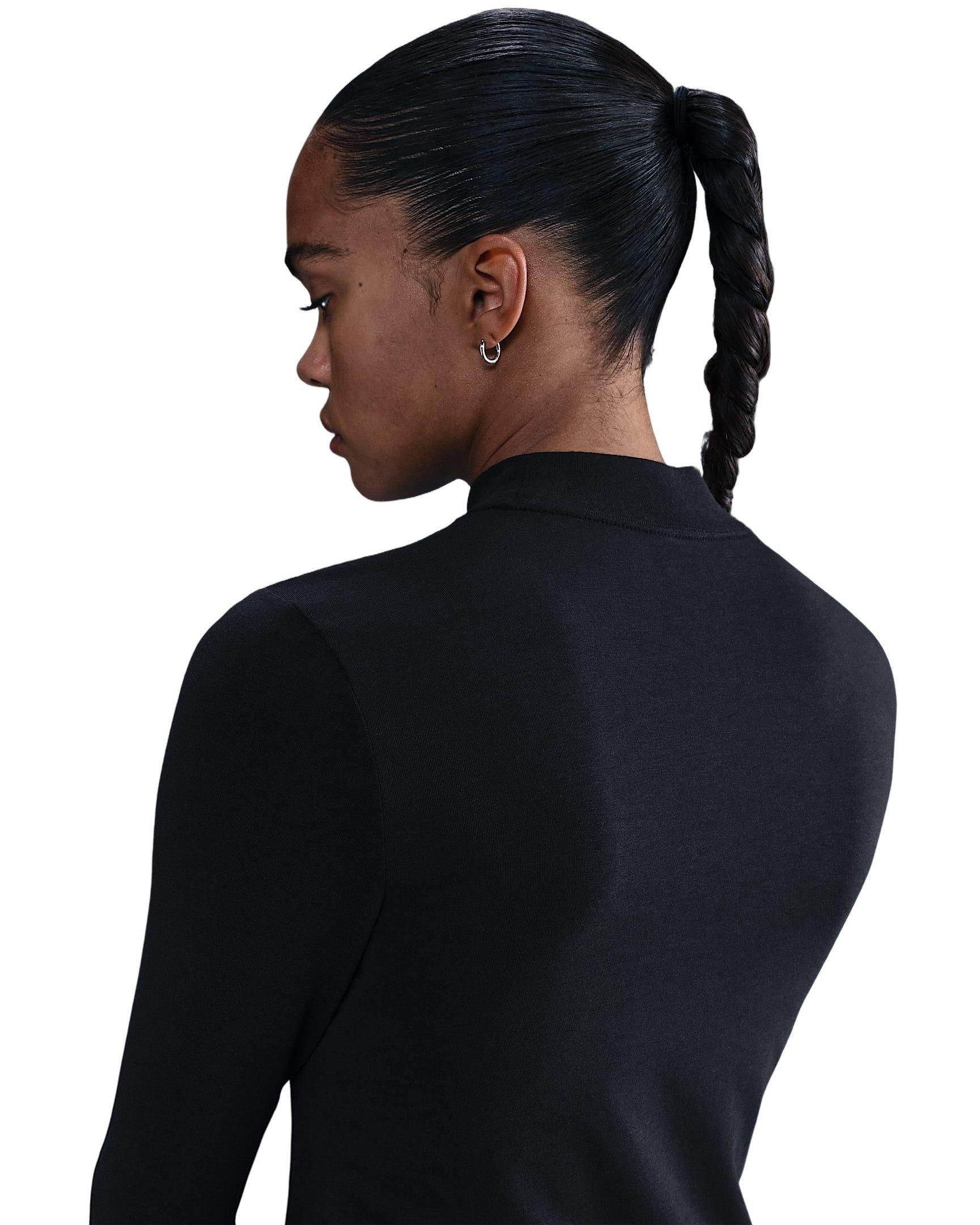 Nike Women's Sportswear Chill Knit Slim Long-Sleeve Mock-Neck T-Shirt -Black - BLACK Thumbnail View 2