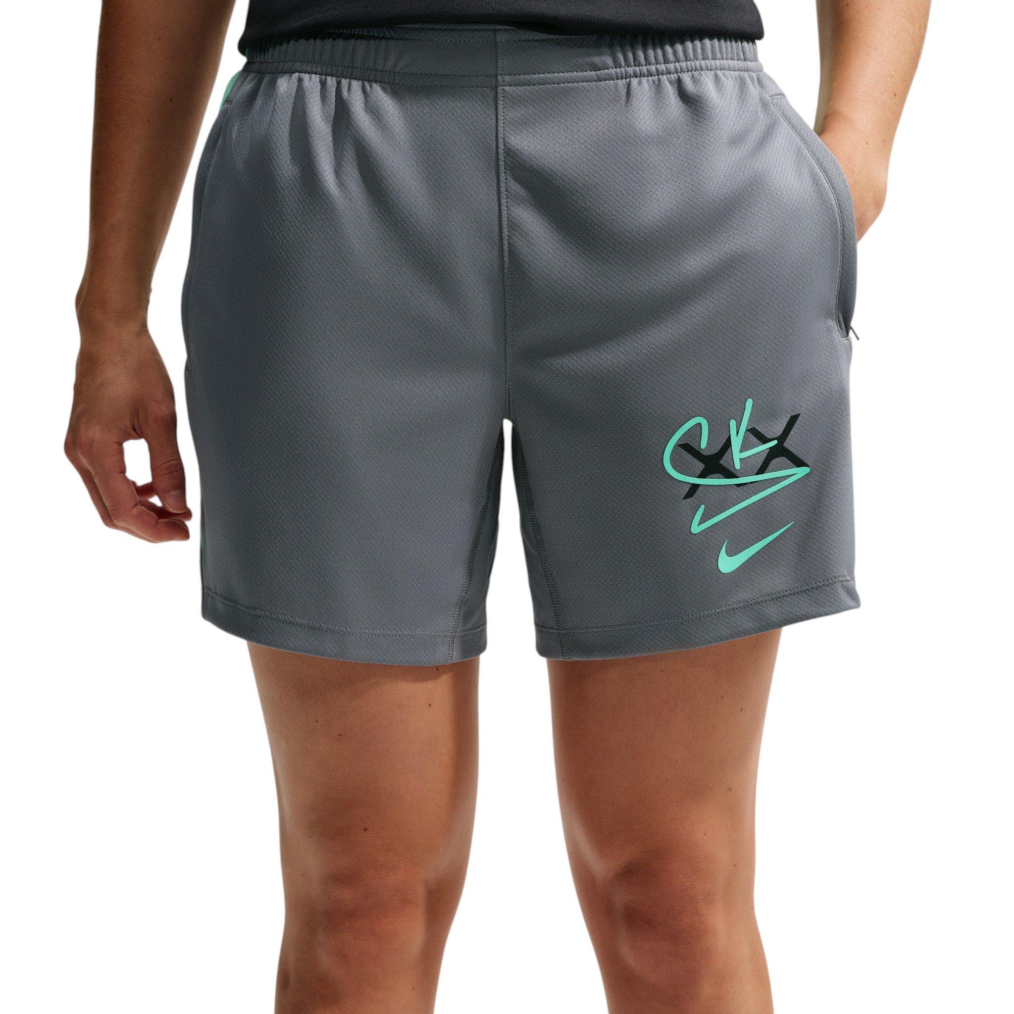 Nike Women's Sam Kerr Strike Dri-FIT Soccer Shorts - Grey/Green - GREY/GREEN