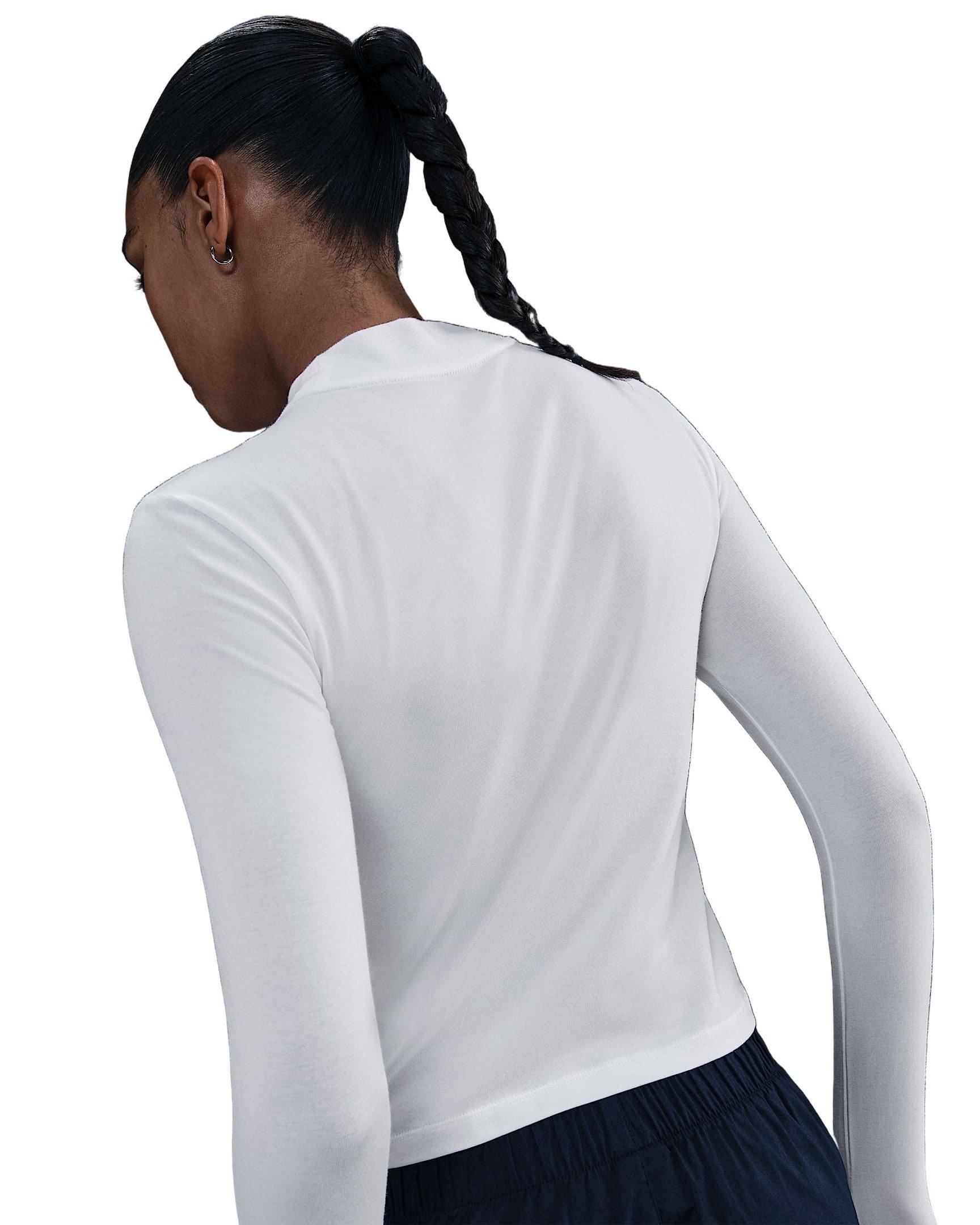 Nike Women's Sportswear Chill Knit Slim Long-Sleeve Mock-Neck T-Shirt - White - WHITE Thumbnail View 2