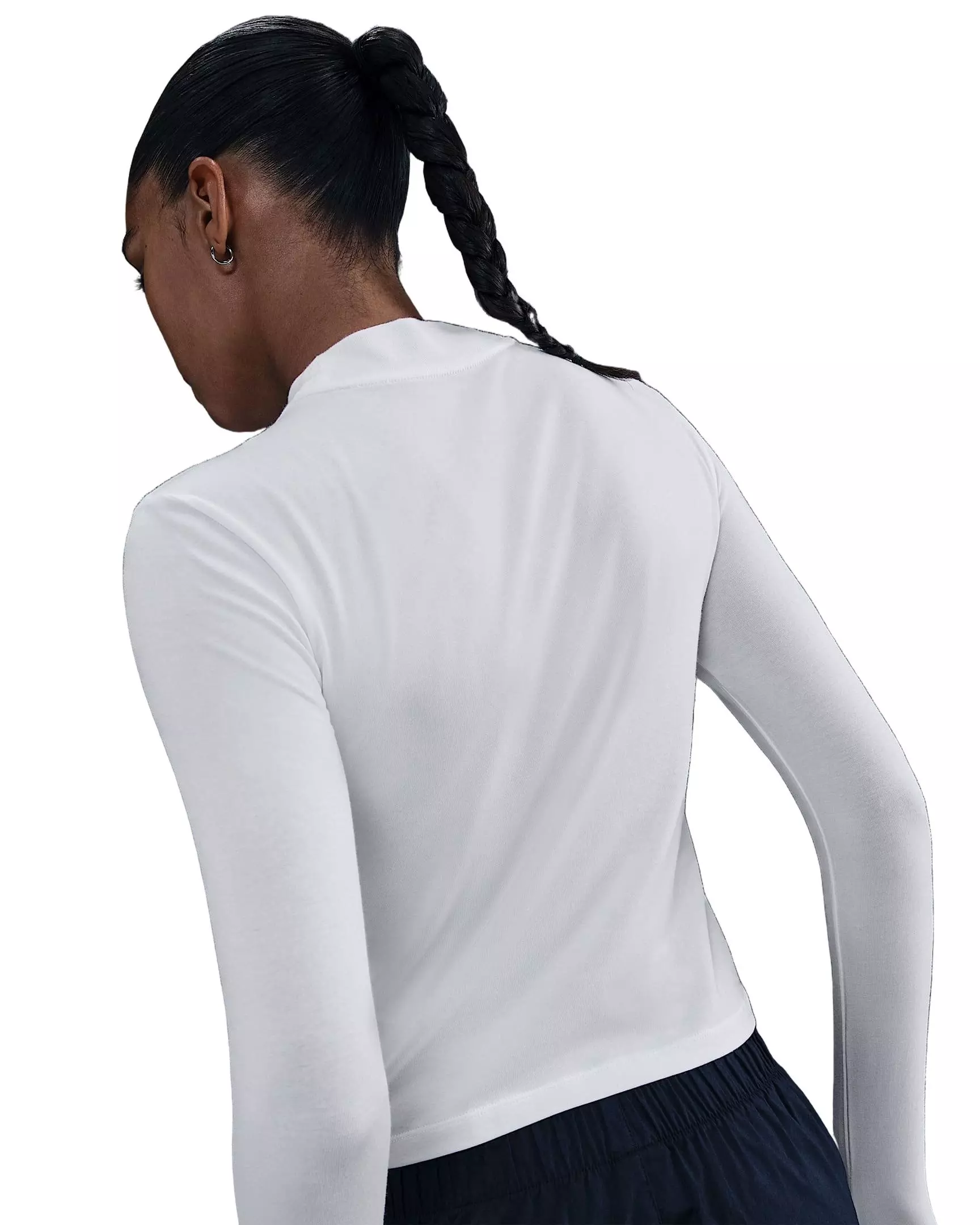 Nike Women's Sportswear Chill Knit Slim Long-Sleeve Mock-Neck T-Shirt -White - WHITE