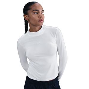 Nike Women's Sportswear Chill Knit Slim Long-Sleeve Mock-Neck T-Shirt -White