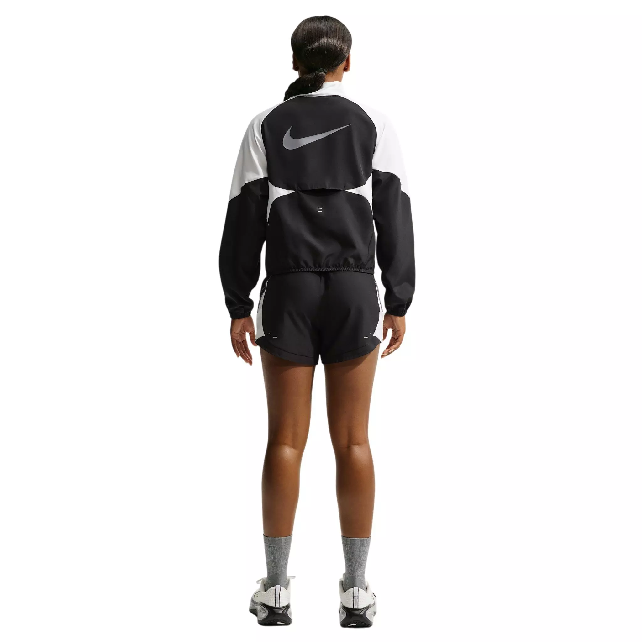 Nike Women's Swoosh Dri-FIT Mid-Rise Unlined Running Shorts - Black/White/Grey - BLACK/WHITE/GREY