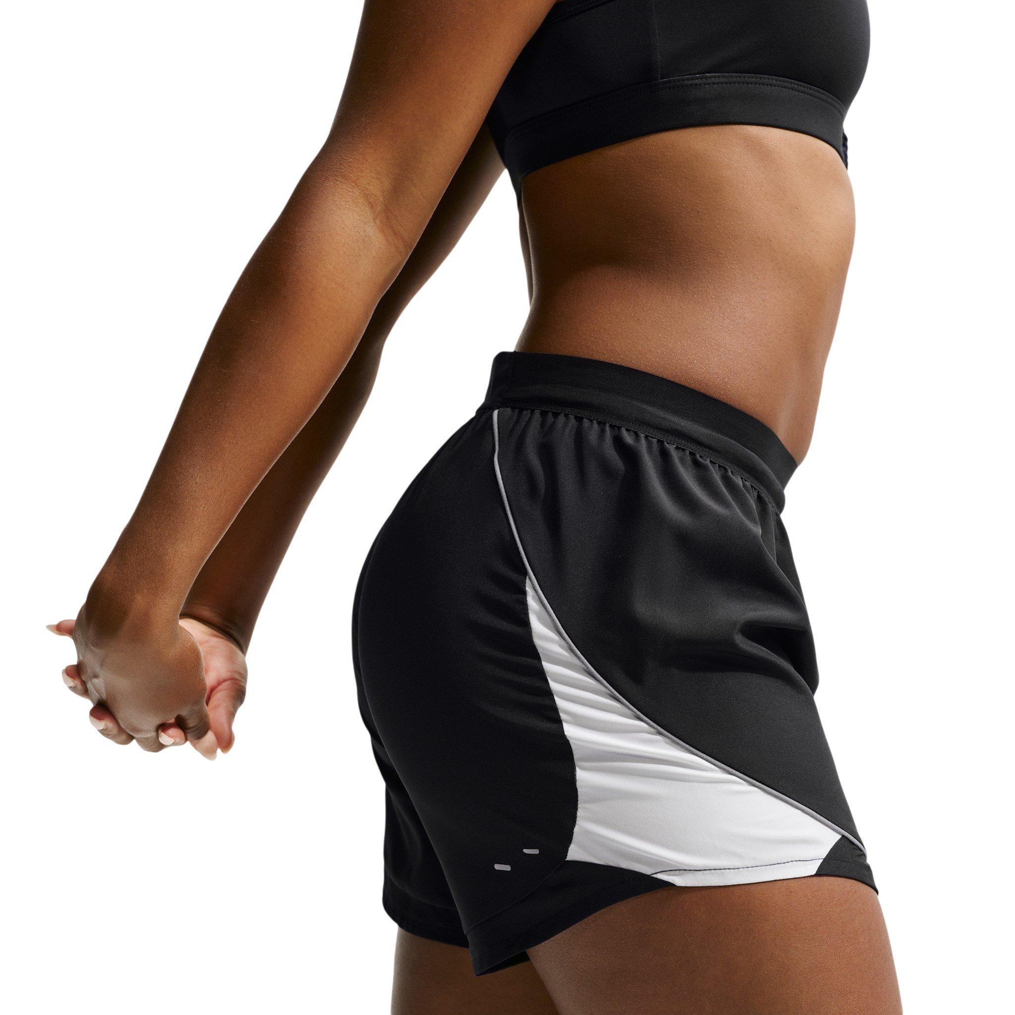 Nike Women's Swoosh Dri-FIT Mid-Rise Unlined Running Shorts - Black/White/Grey - BLACK/WHITE/GREY