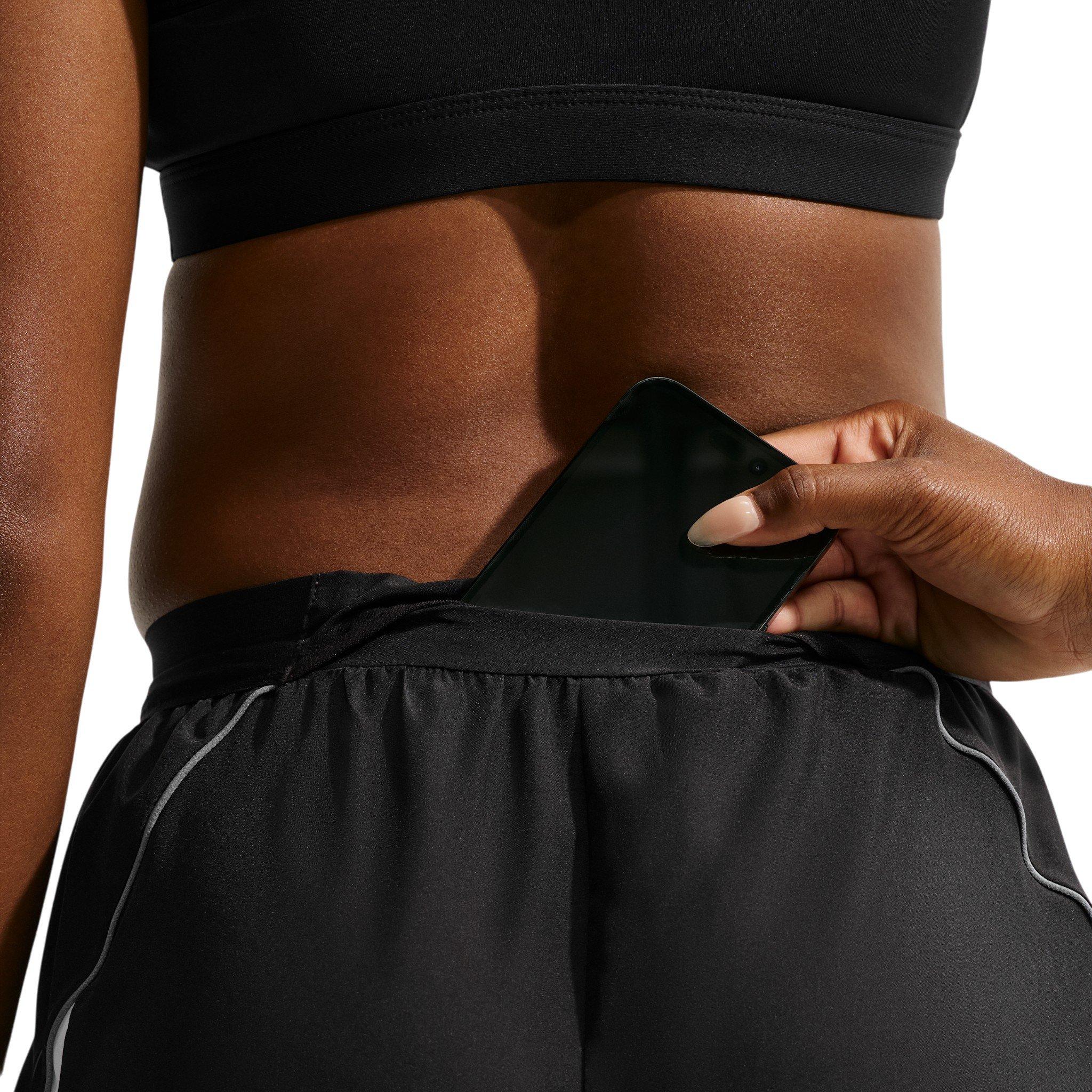 Nike Women's Swoosh Dri-FIT Mid-Rise Unlined Running Shorts - Black/White/Grey - BLACK/WHITE/GREY