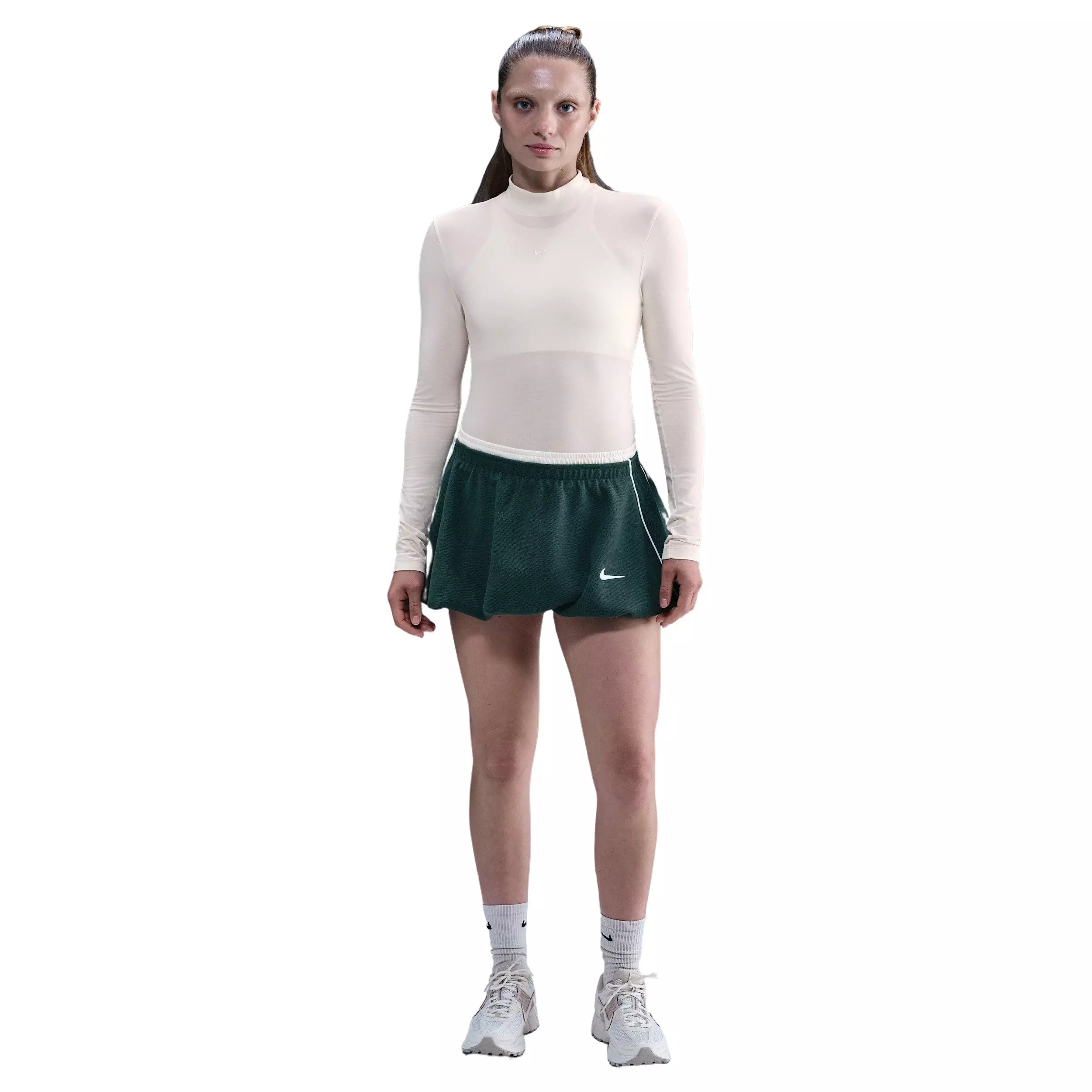 Nike Women's Sportswear Chill Knit Slim Long-Sleeve Mock-Neck T-Shirt -Ivory - IVORY