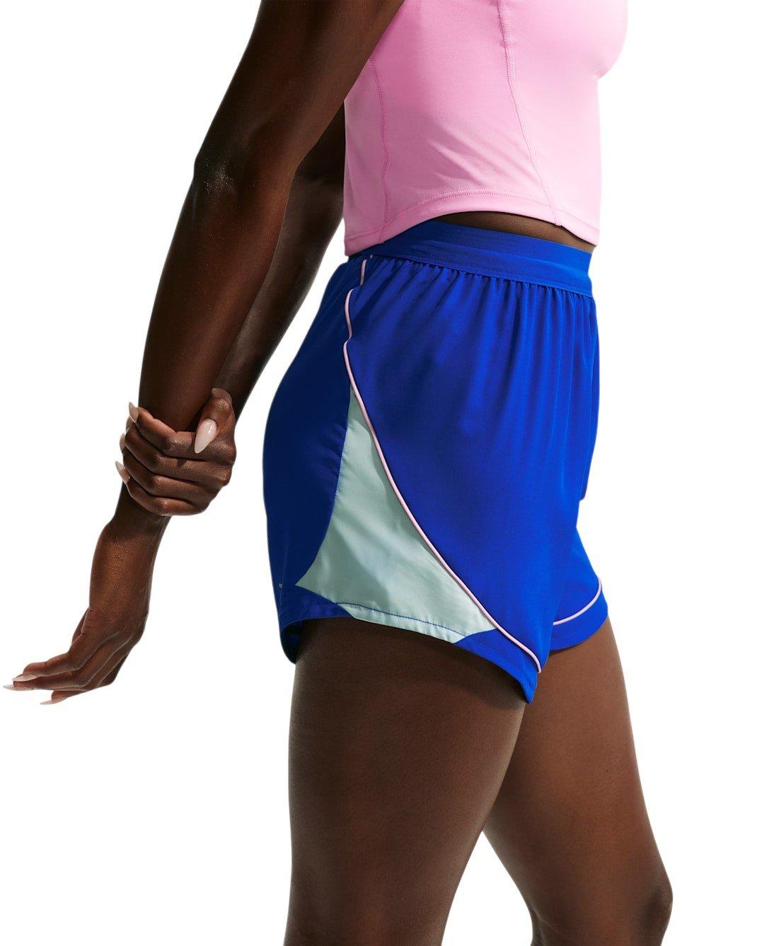 Nike Women's Swoosh Dri-FIT Mid-Rise Unlined Running Shorts - Blue/Grey/Pink - BLUE/GREY/PINK