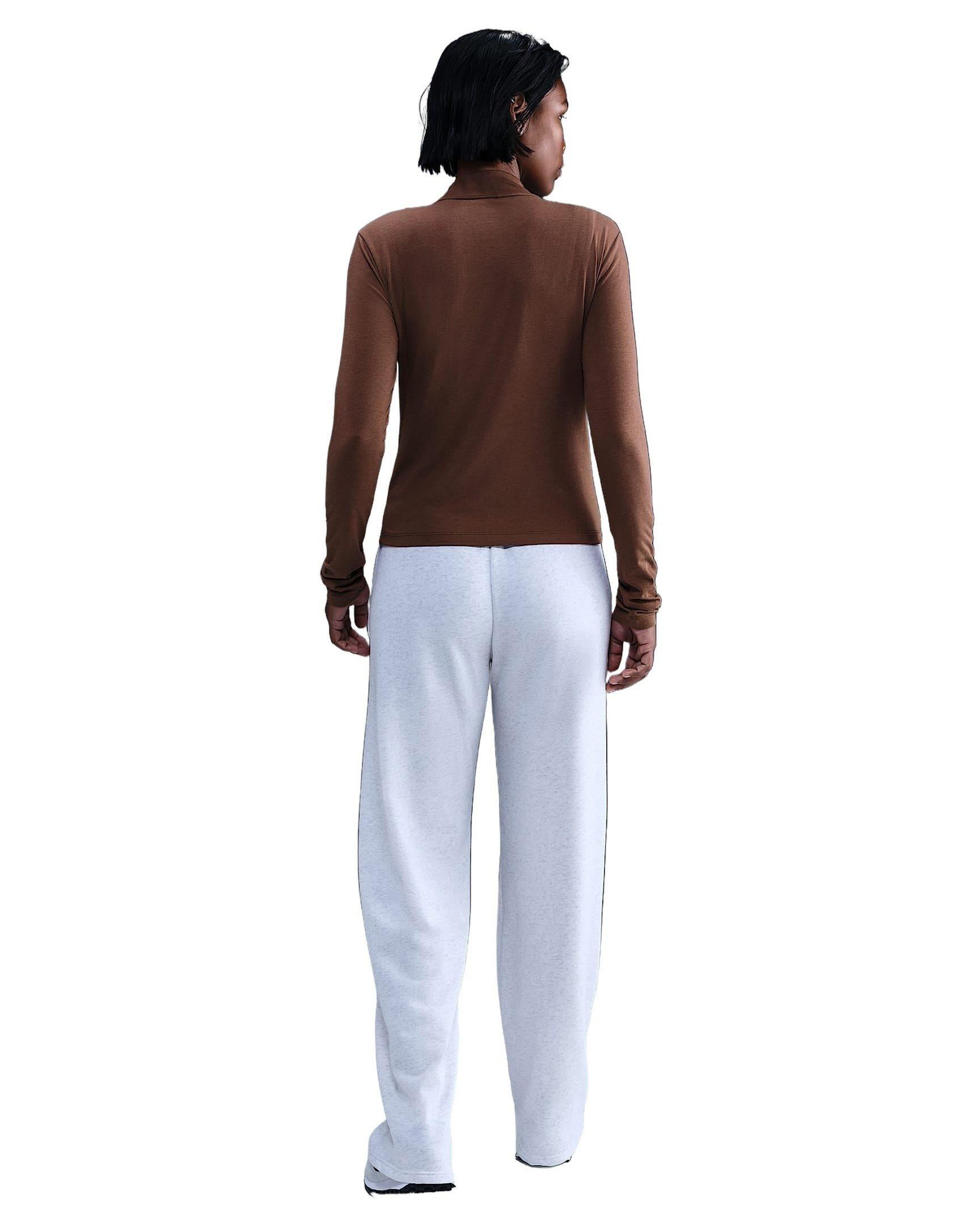 Nike Women's Sportswear Chill Knit Slim Long-Sleeve Mock-Neck T-Shirt - Brown - BROWN Thumbnail View 5