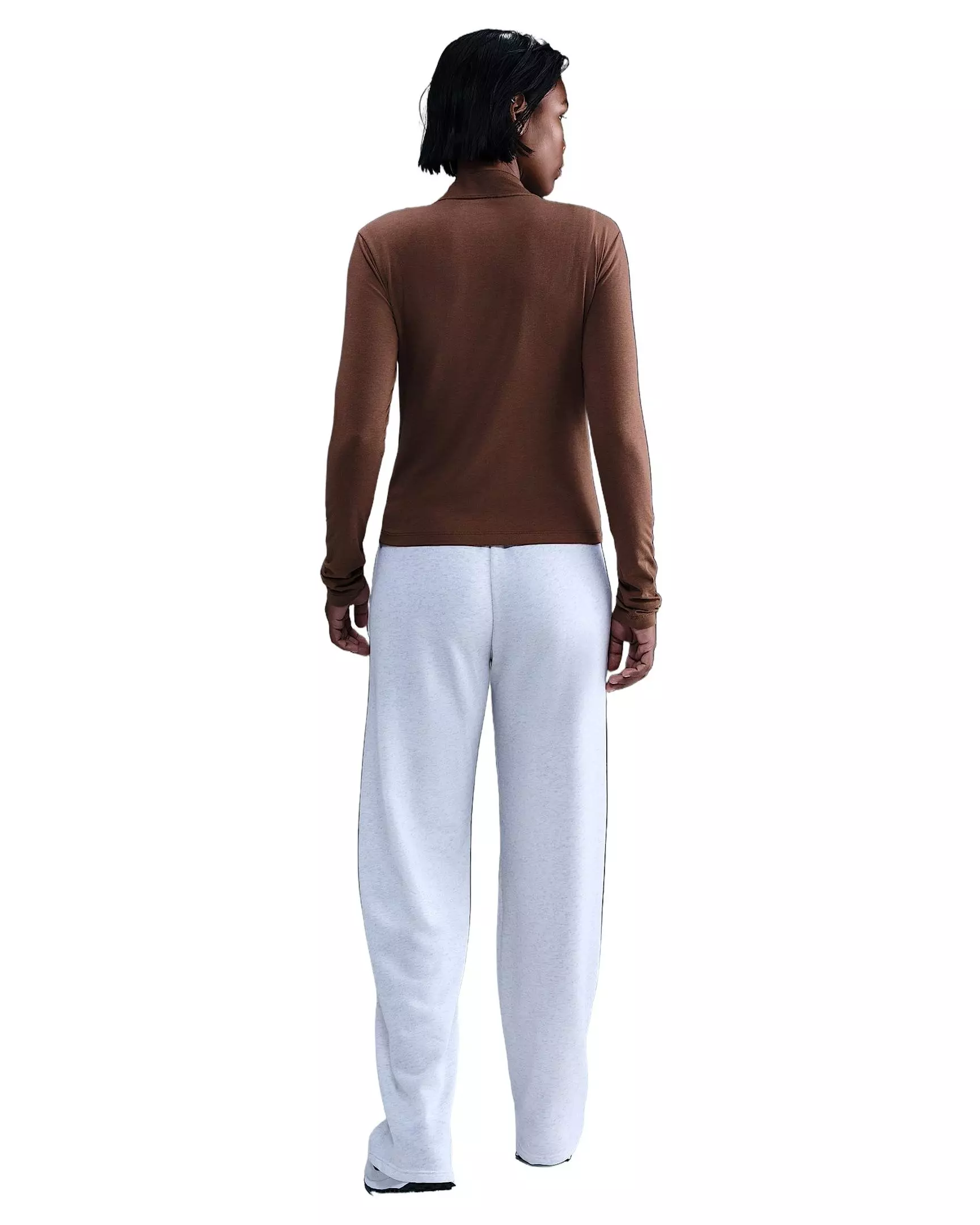 Nike Women's Sportswear Chill Knit Slim Long-Sleeve Mock-Neck T-Shirt -Brown - BROWN