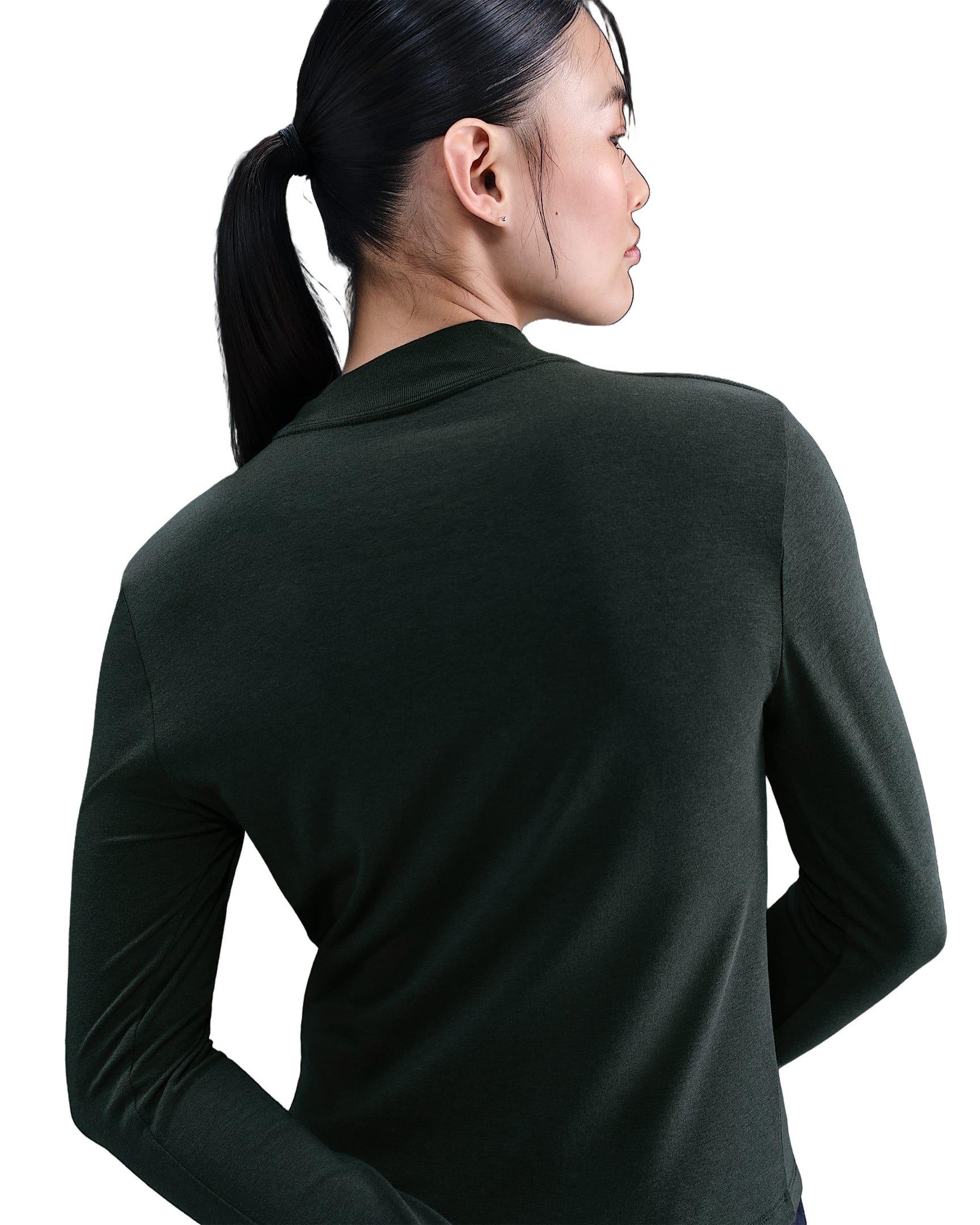 Nike Women's Sportswear Chill Knit Slim Long-Sleeve Mock-Neck T-Shirt -Seaweed Green - SEAWEED GREEN Thumbnail View 2