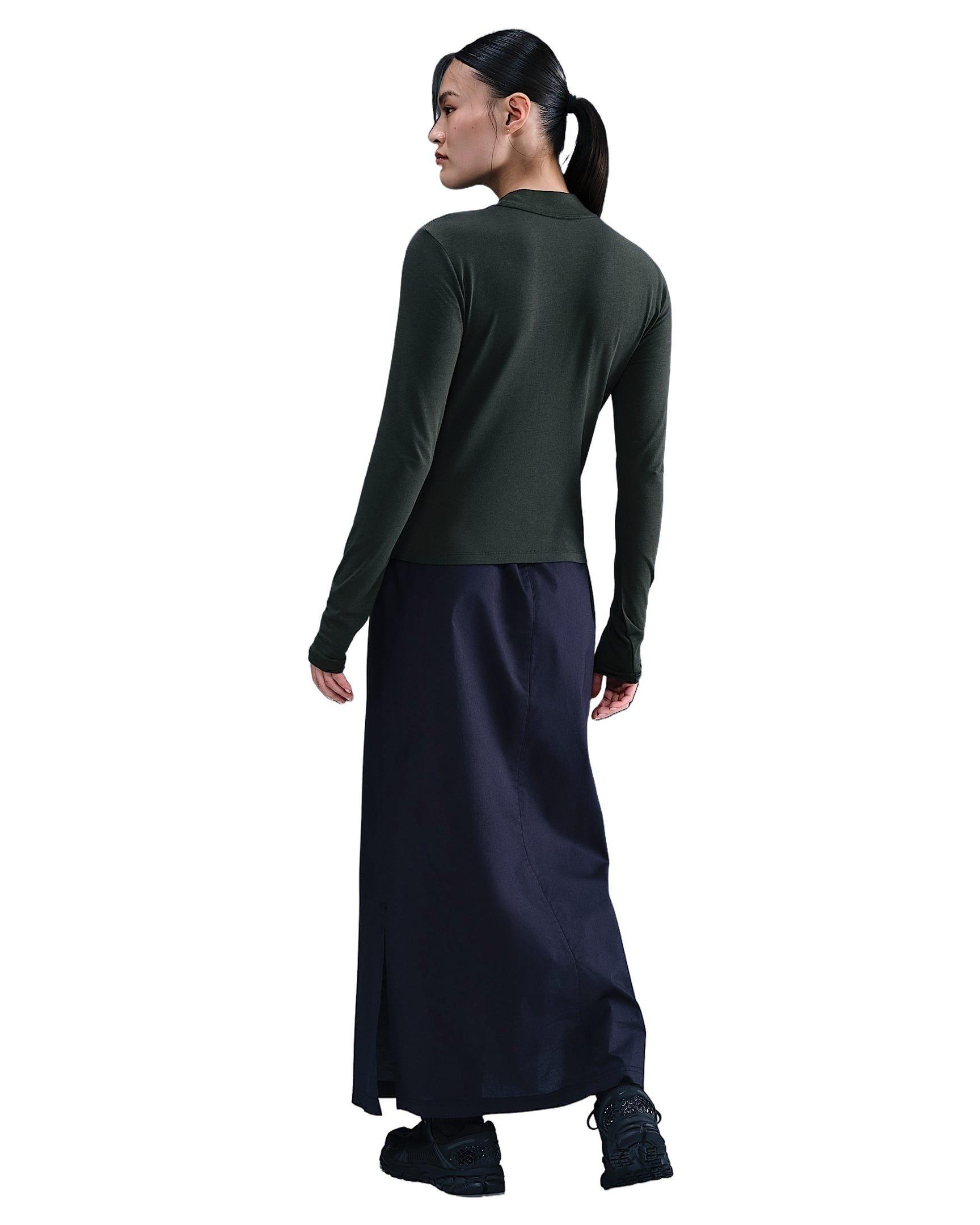 Nike Women's Sportswear Chill Knit Slim Long-Sleeve Mock-Neck T-Shirt -Seaweed Green - SEAWEED GREEN Thumbnail View 5