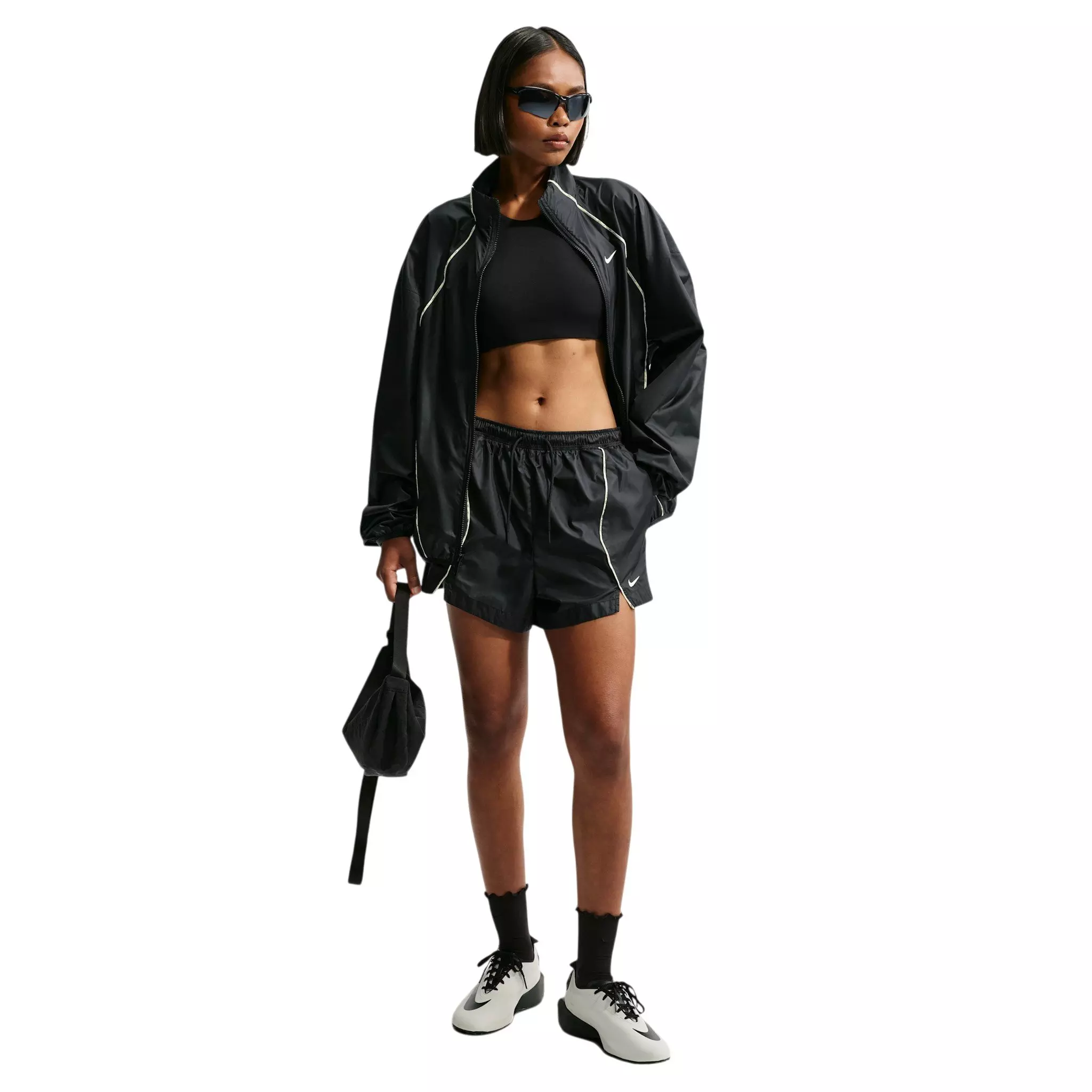 Nike Women's AeroSwift Dri-FIT ADV Mid-Rise 3" Brief-Lined Running Shorts - Black/Off-White - BLACK/OFF-WHITE