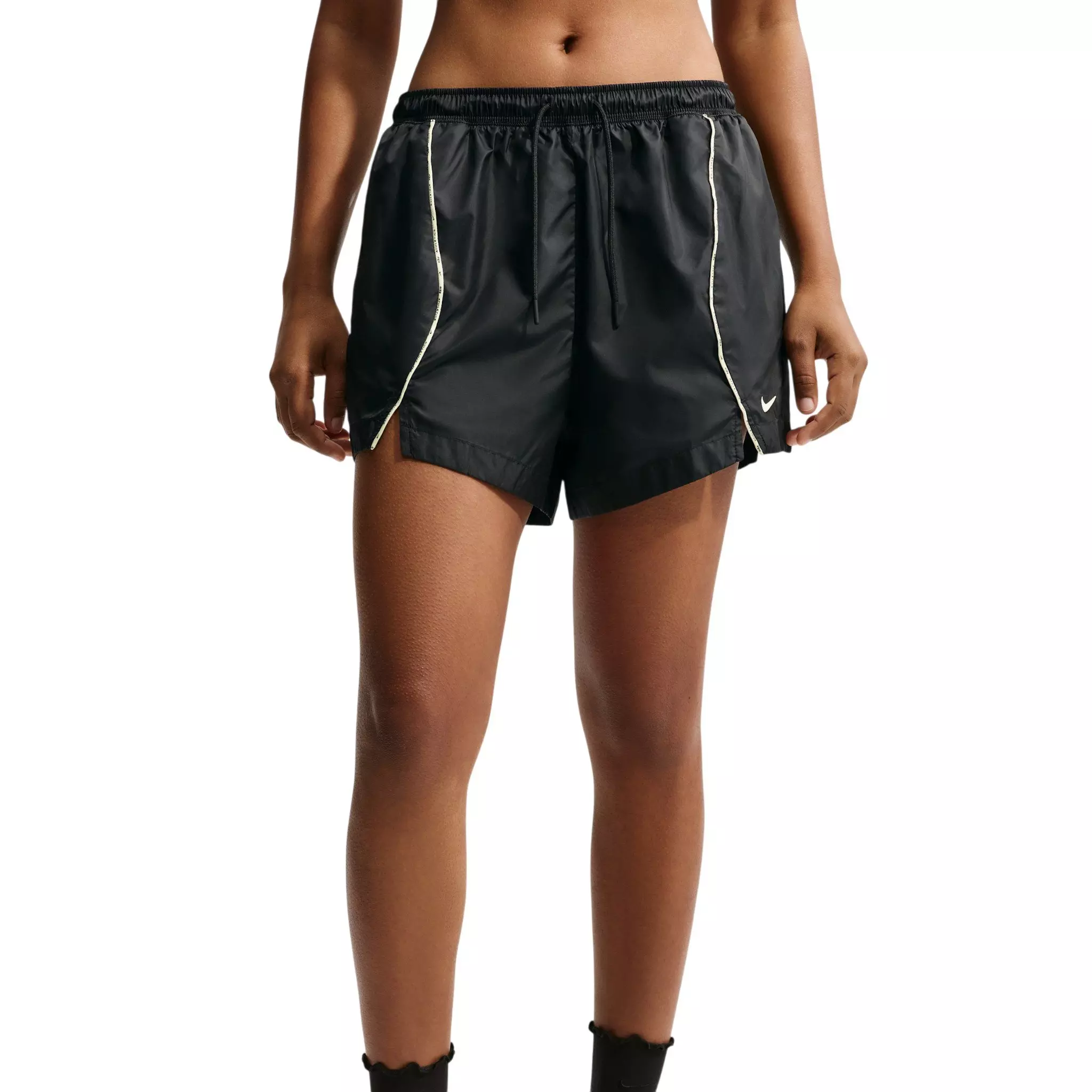 Nike Women's AeroSwift Dri-FIT ADV Mid-Rise 3" Brief-Lined Running Shorts - Black/Off-White - BLACK/OFF-WHITE