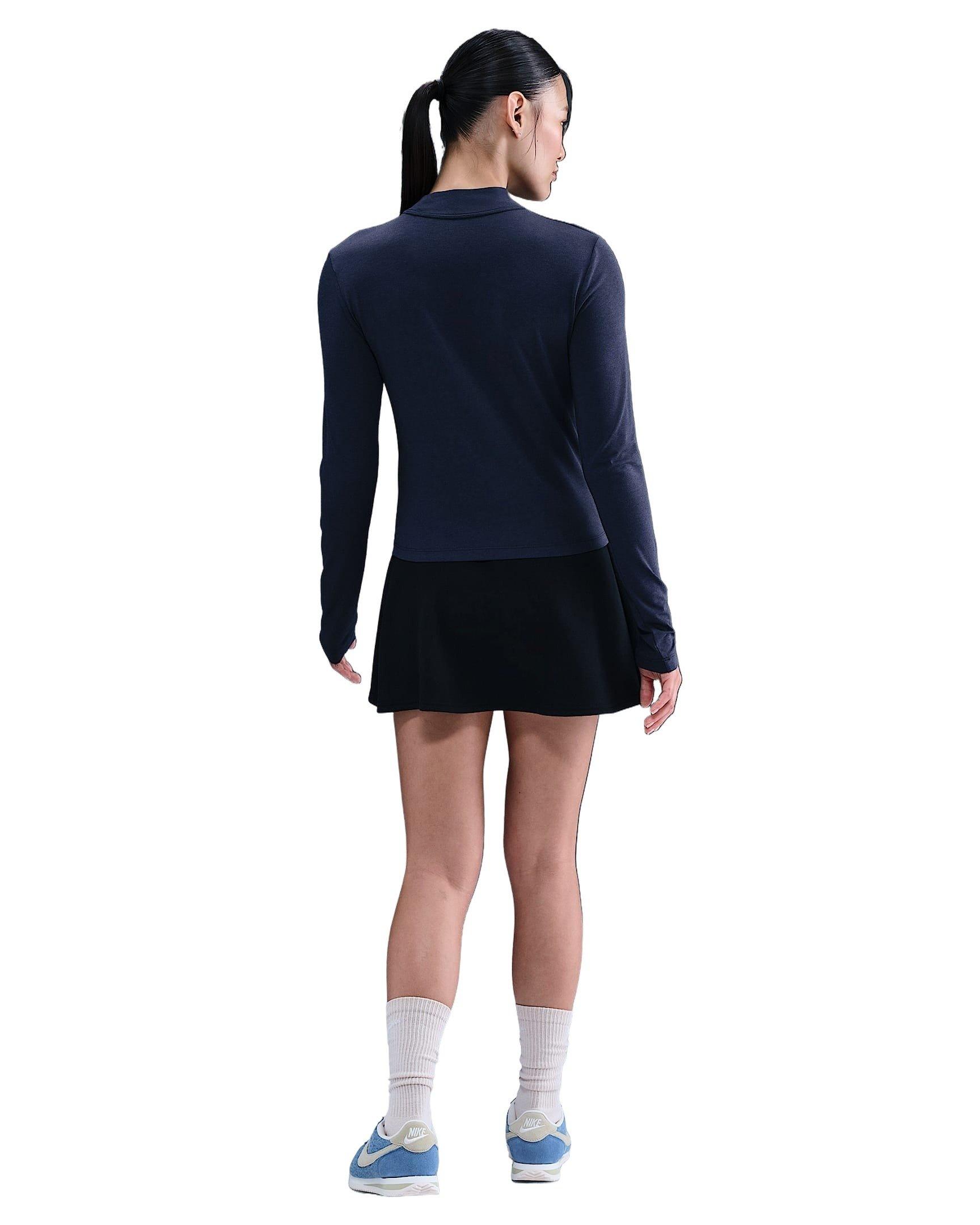 Nike Women's Sportswear Chill Knit Slim Long-Sleeve Mock-Neck T-Shirt -Navy - NAVY Thumbnail View 5