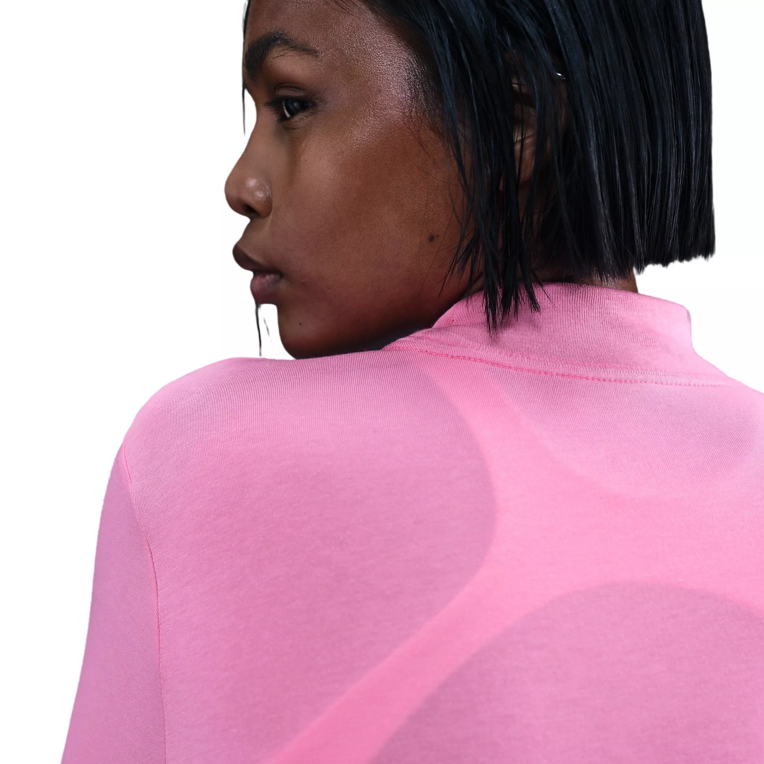 Nike Women's Sportswear Chill Knit Slim Long-Sleeve Mock-Neck T-Shirt -Pink - PINK