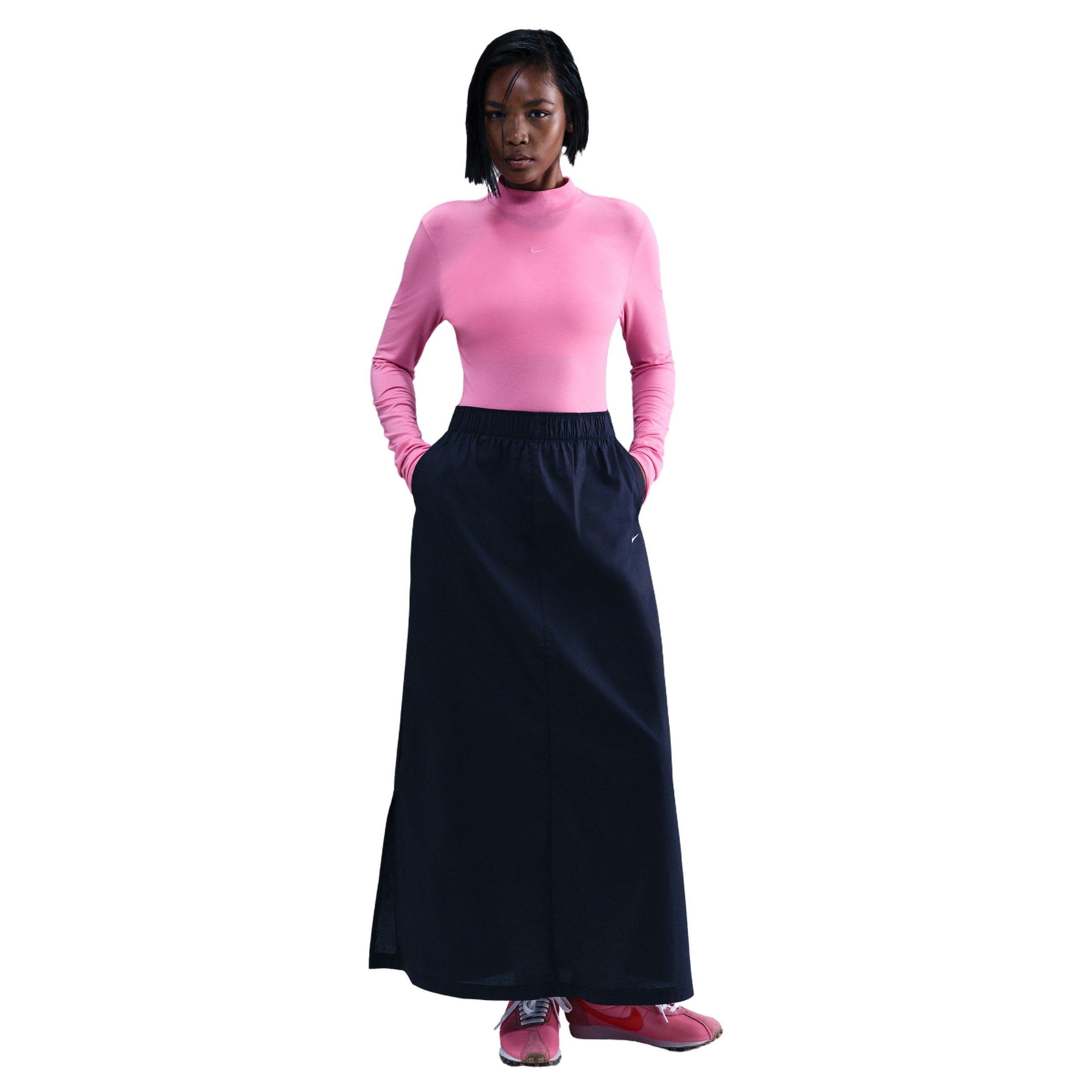 Nike Women's Sportswear Chill Knit Slim Long-Sleeve Mock-Neck T-Shirt - Pink - PINK Thumbnail View 4