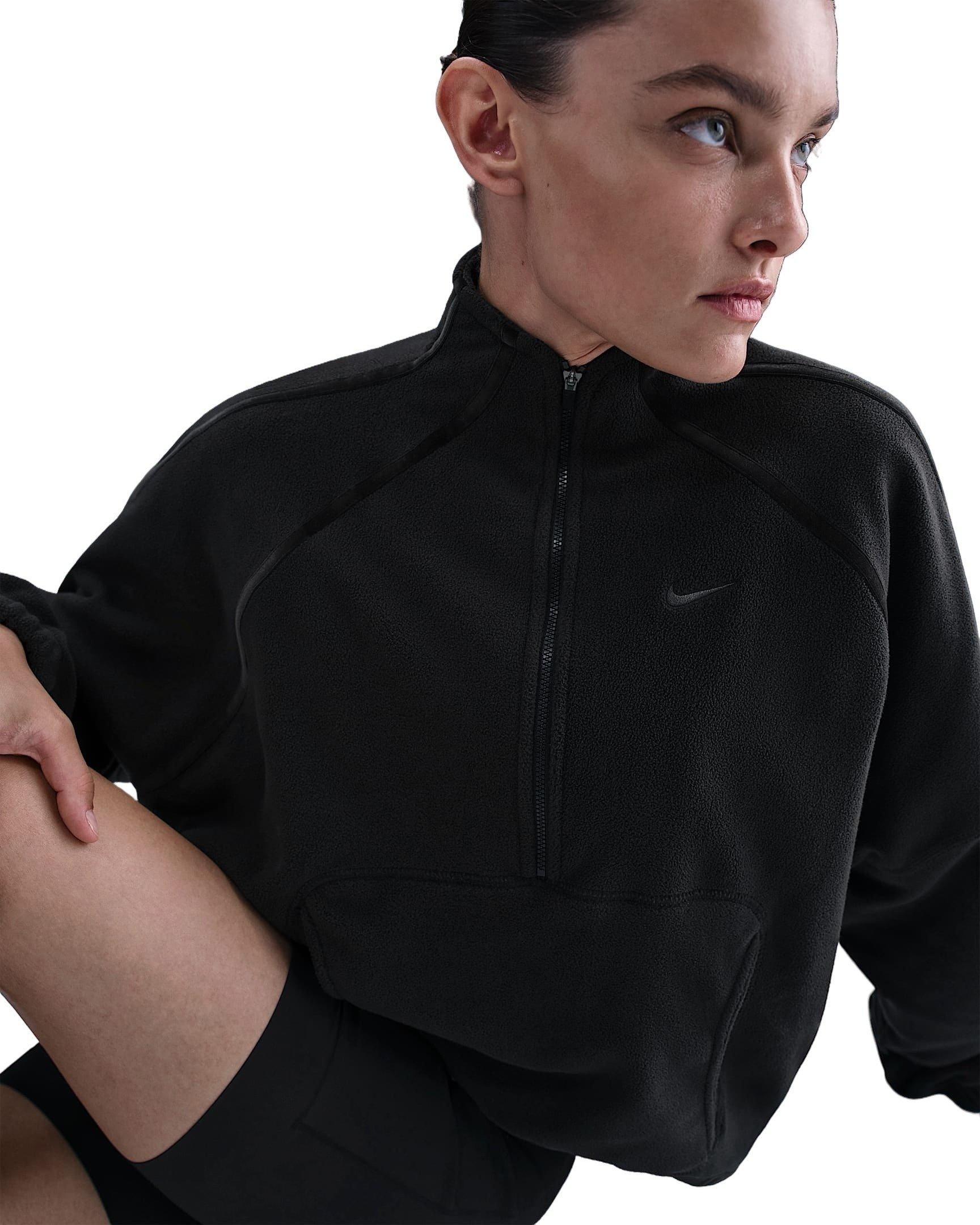 Nike Women's One Therma-FIT 1/2-Zip Top - Black - BLACK Thumbnail View 3