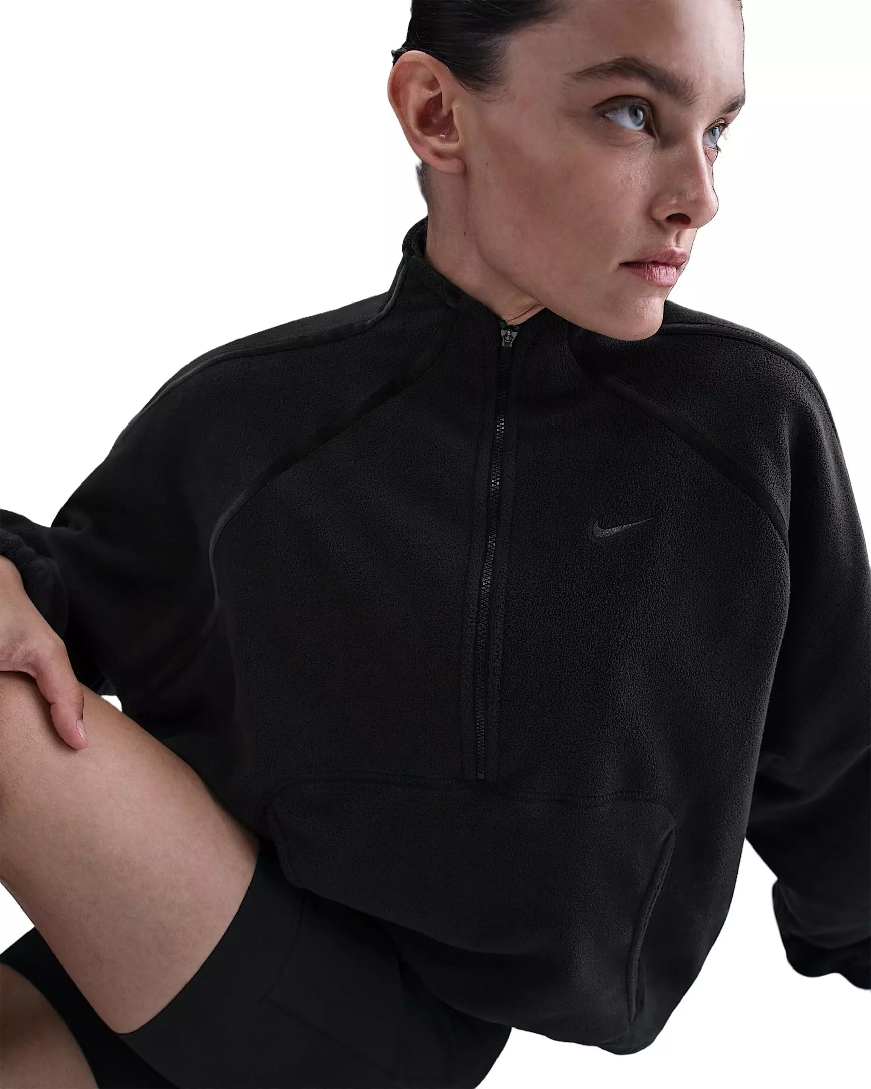 Nike Women's One Therma-FIT 1/2-Zip Top - Black - BLACK
