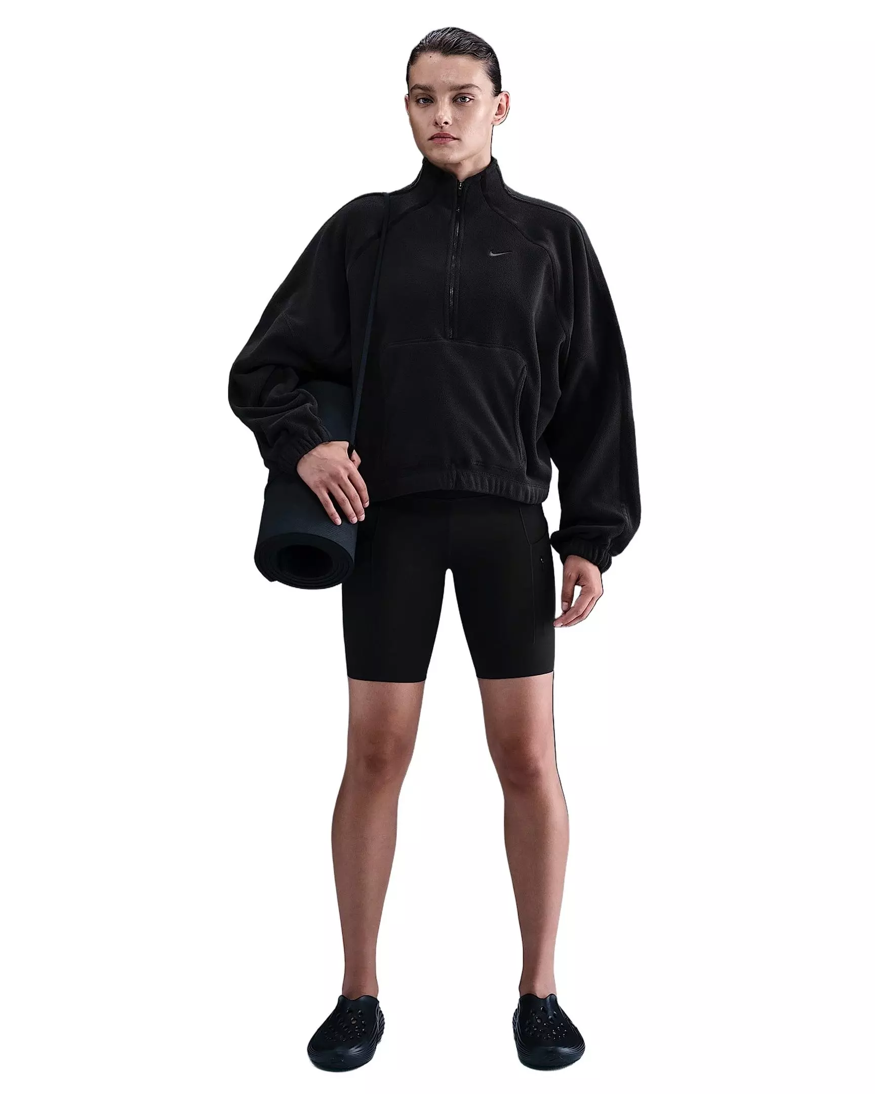 Nike Women's One Therma-FIT 1/2-Zip Top - Black - BLACK